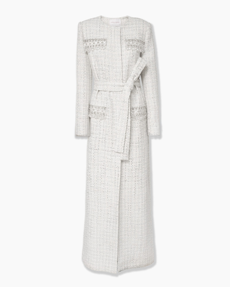 Tweed Coat with Raindrop Embroidery 1