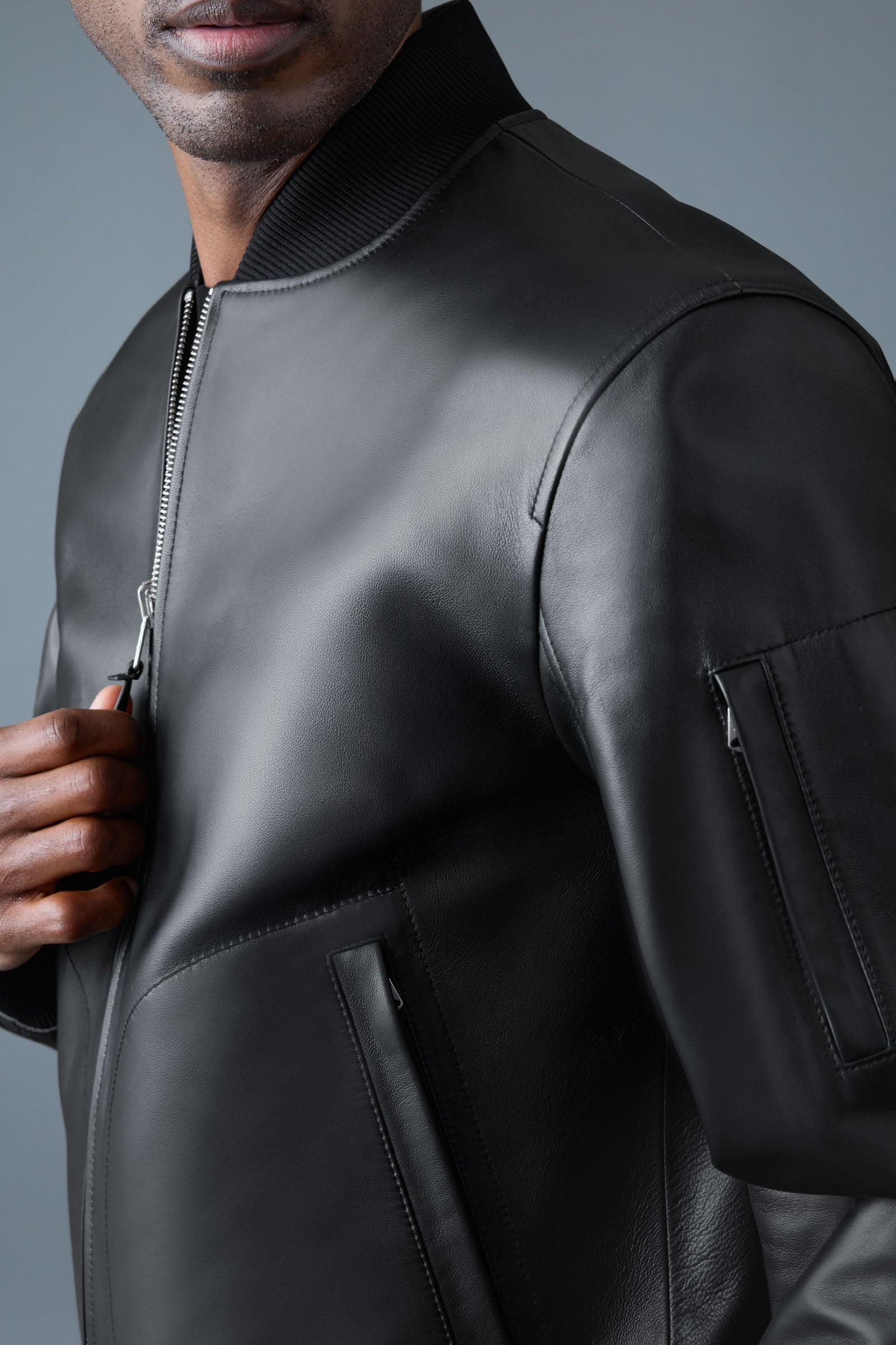 EASTON-SA 2-in-1 Reversible Leather Bomber Jacket - 5