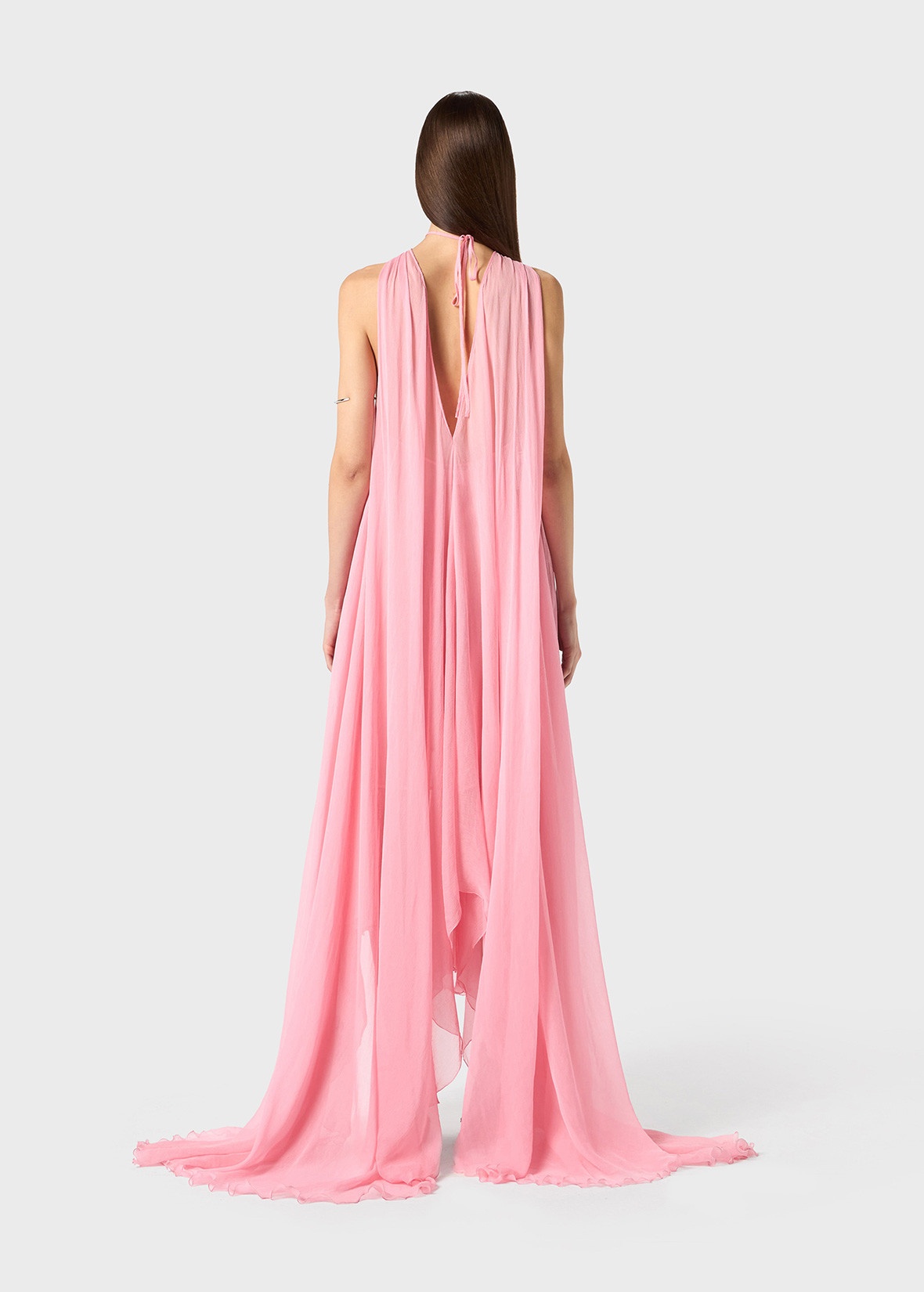 SILK CREPONNE DRESS WITH 3D FLOWER - 4