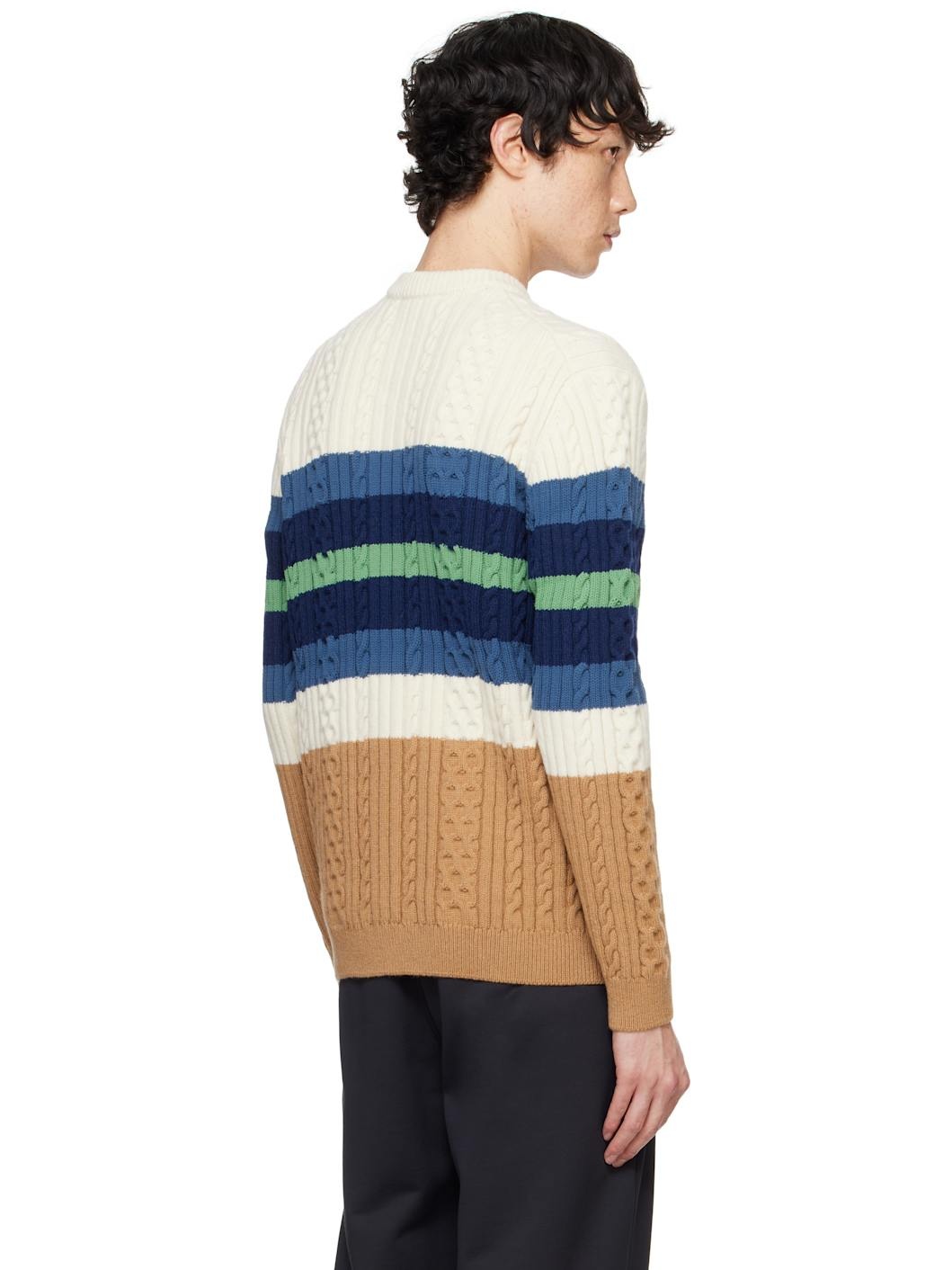 Multicolor Striped Cable Sweater - 3