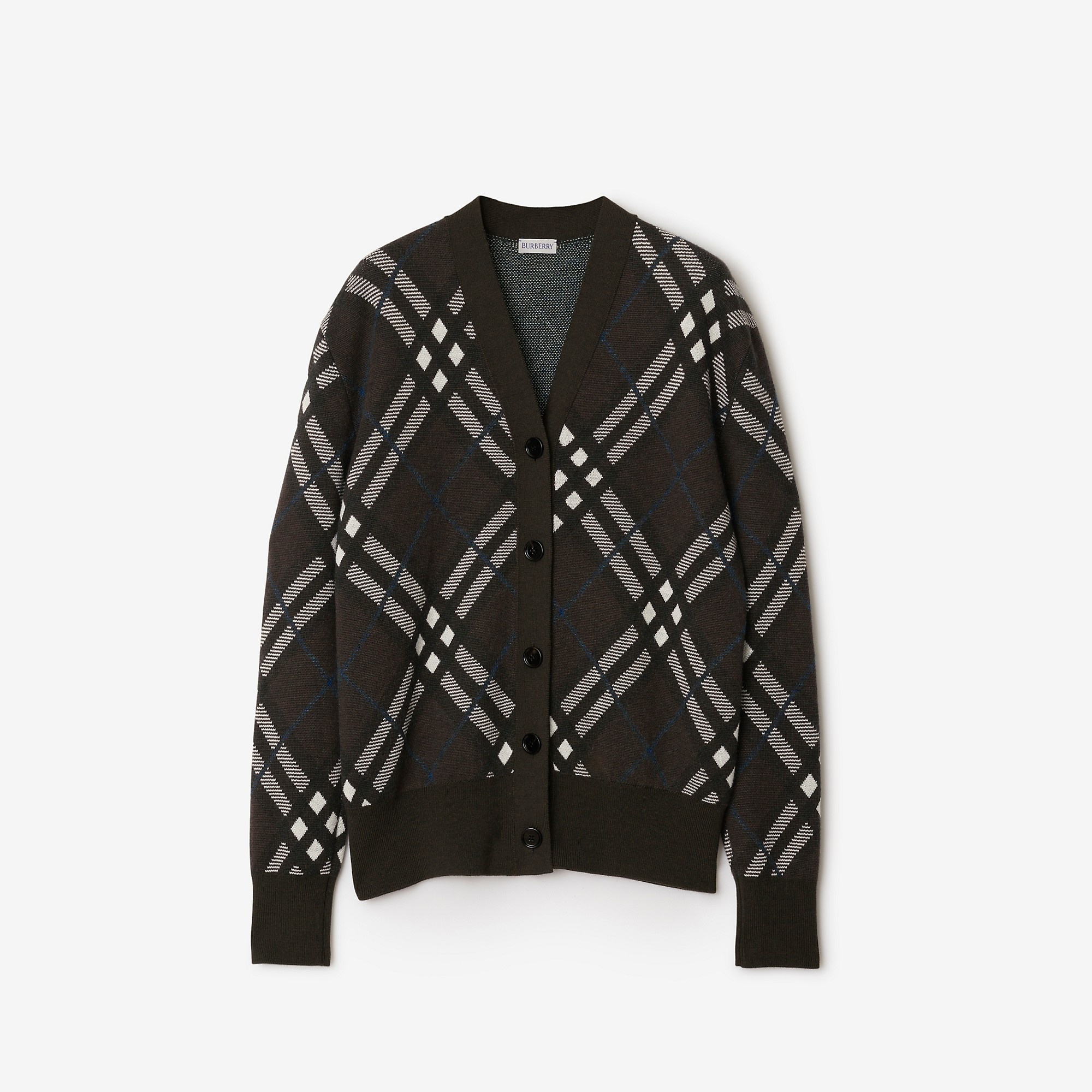 Check Wool Blend Cardigan - 1