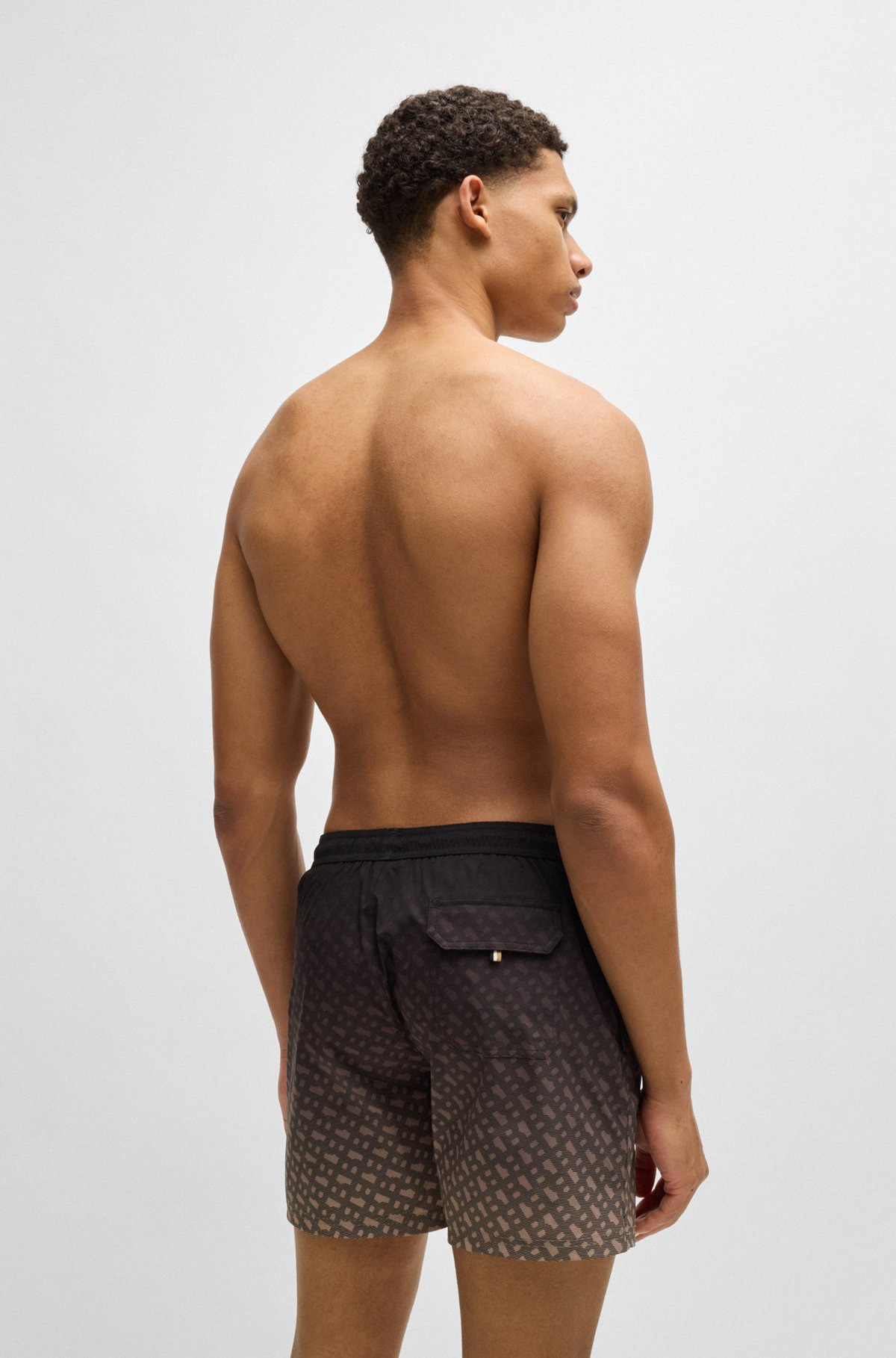 LOGO-BADGE SWIM SHORTS WITH DEGRADÉ MONOGRAM PRINT - 4