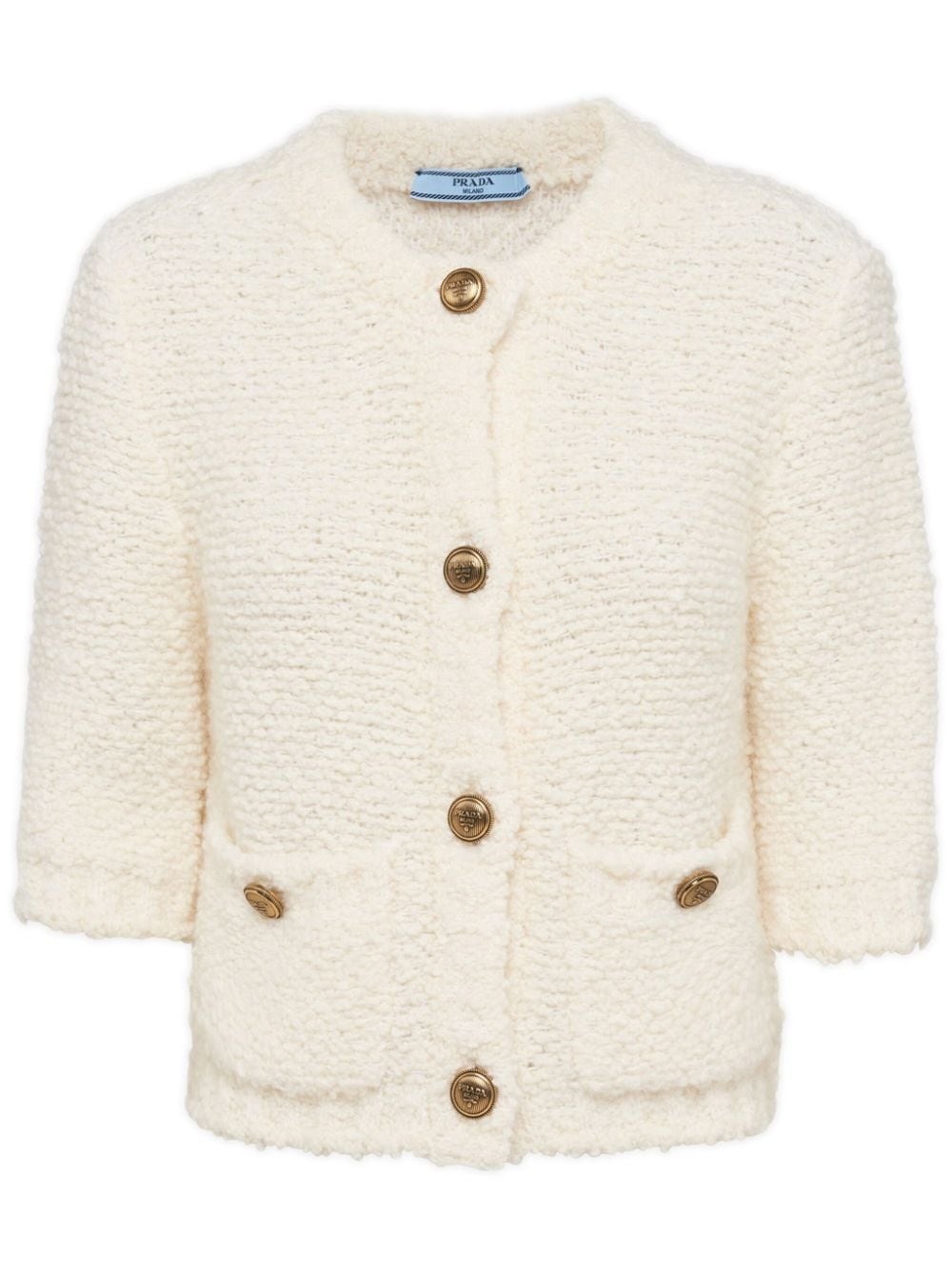 cropped bouclé mohair cardigan - 1