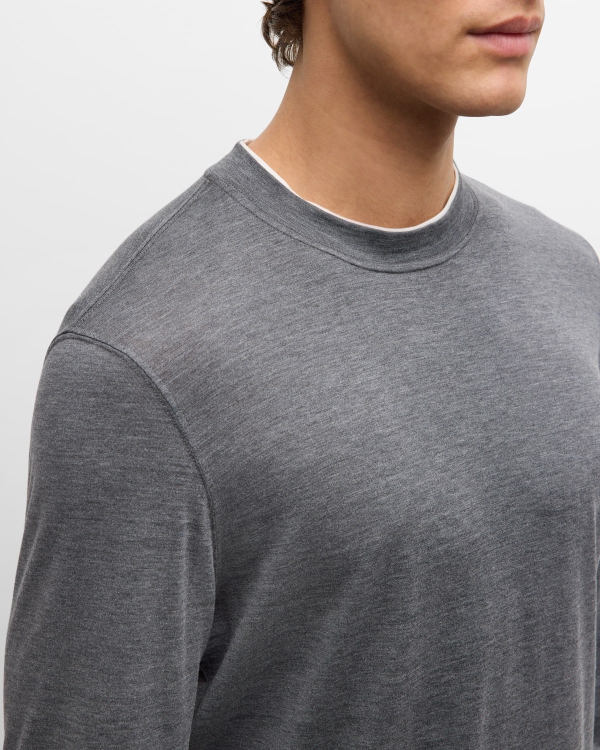 Men's Silk-Cotton Long Sleeve T-Shirt - 6