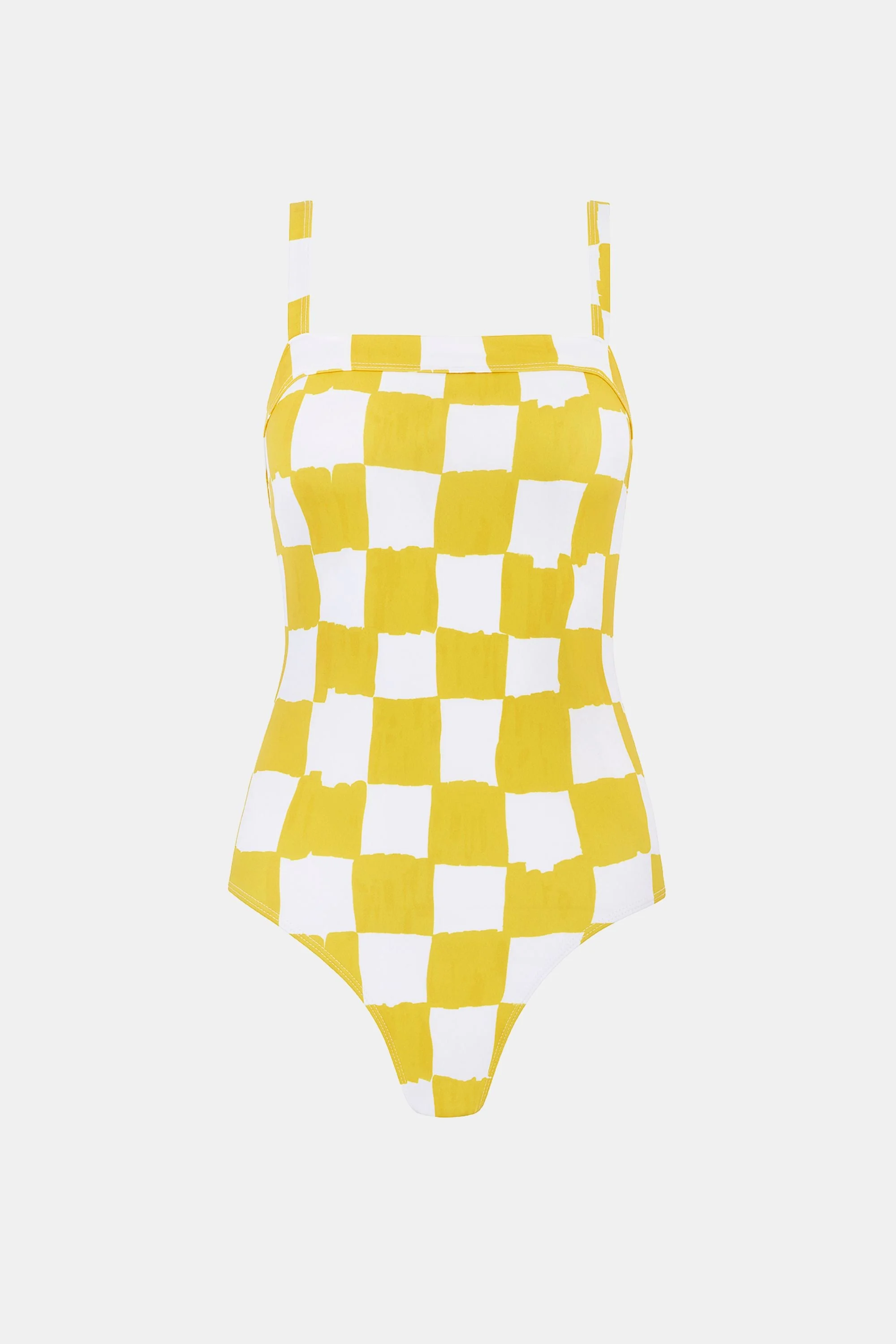 Emilia Wickstead X Palm Heights Nell Swimsuit in Yellow And White Checkerboard Print - 1