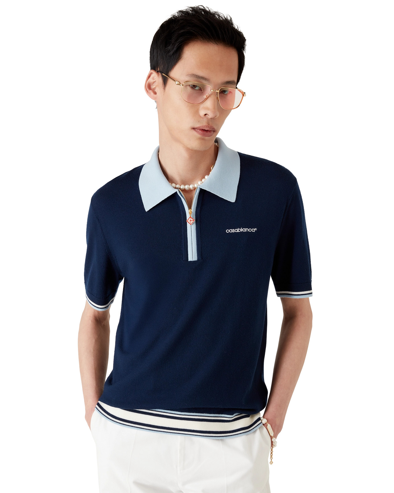 Merino Tennis Short Sleeve Polo Shirt | Casablanca Paris - 4