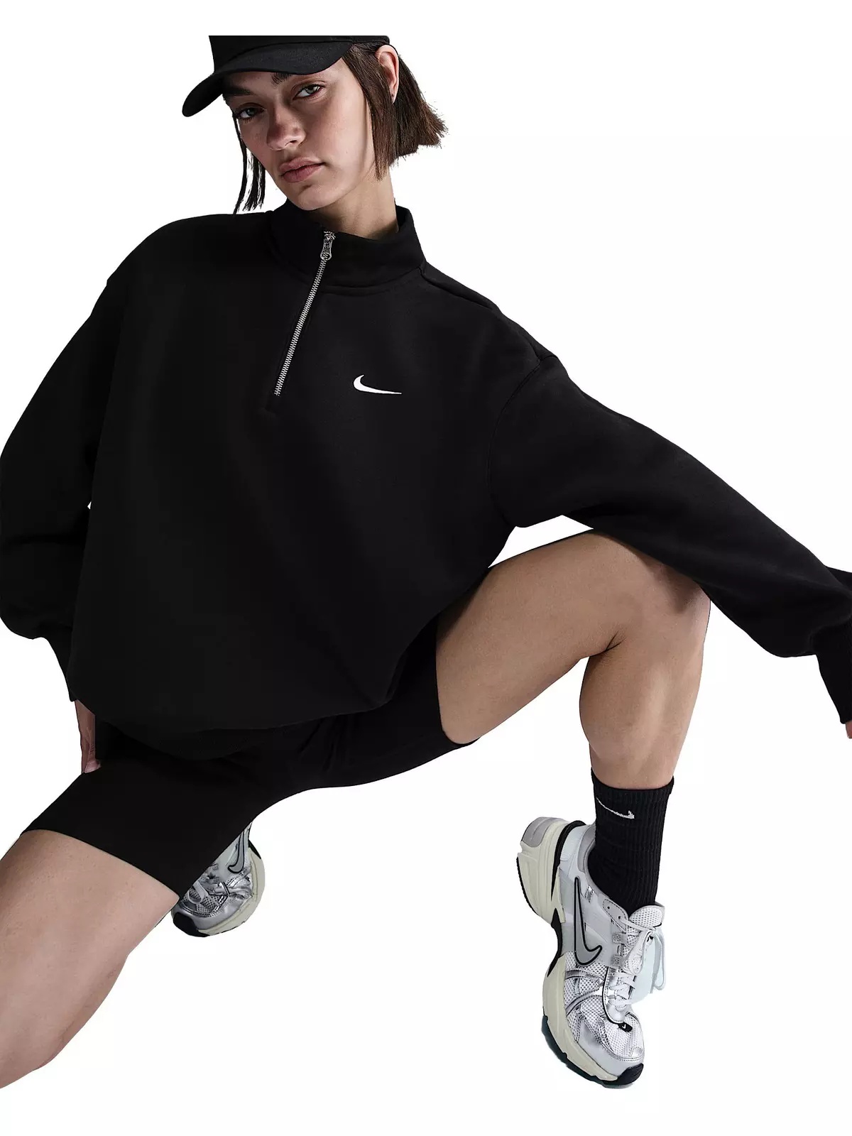 Women's Sportswear Phoenix Fleece Oversized 1/4 Zip Sweatshirt - Black - 3