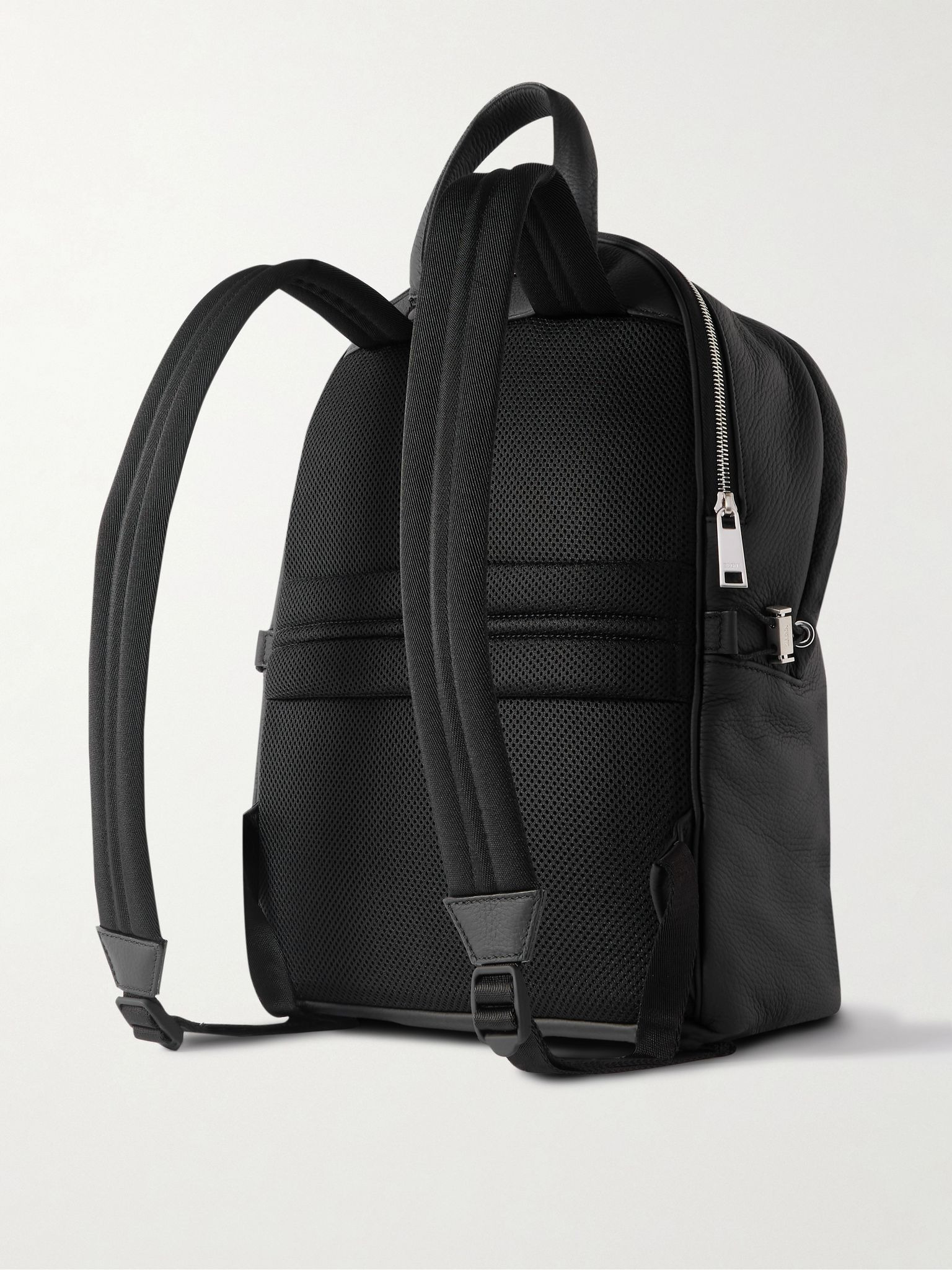 Full-Grain Leather Backpack Black - 3