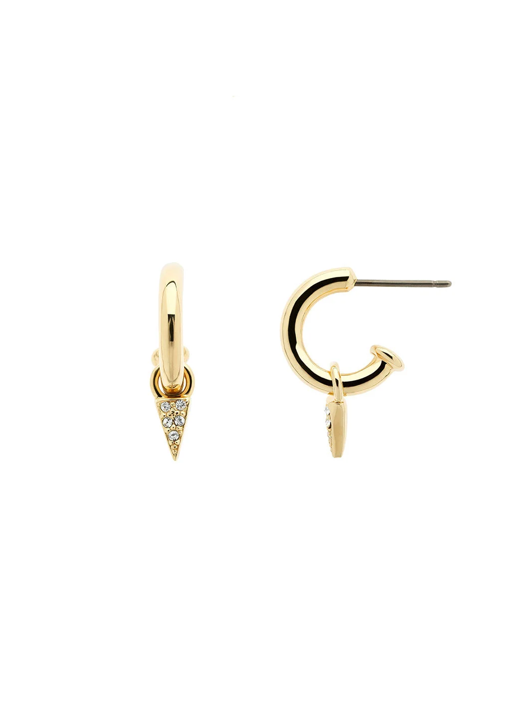 GOLD CRYSTAL SPIKE CHARM HOOP EARRINGS - 1