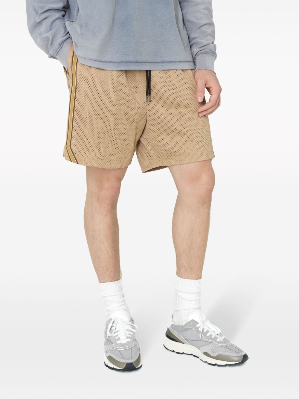 stripe-detail mesh shorts - 5