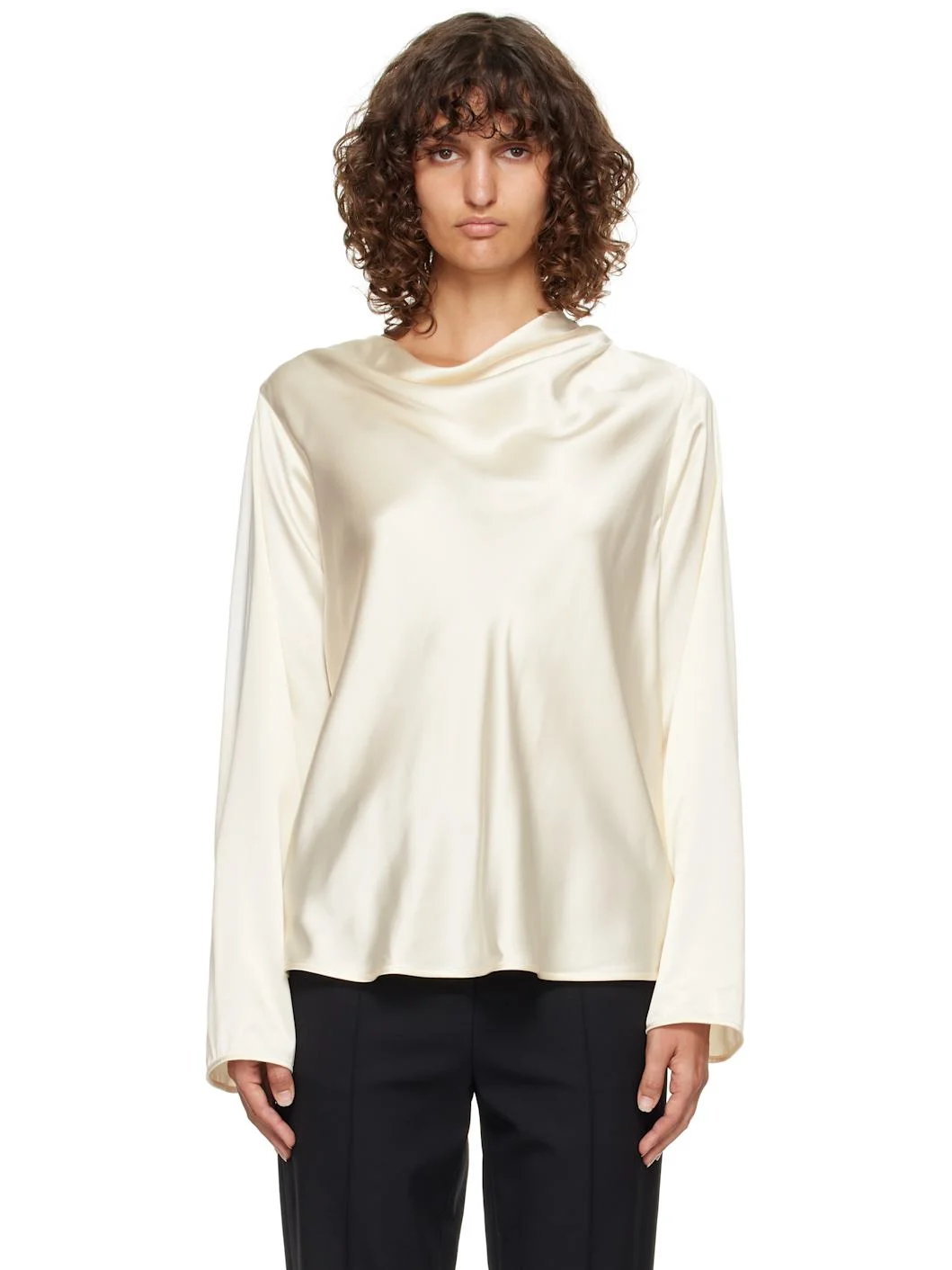 Off-White Riddy Draped Satin Blouse - 1