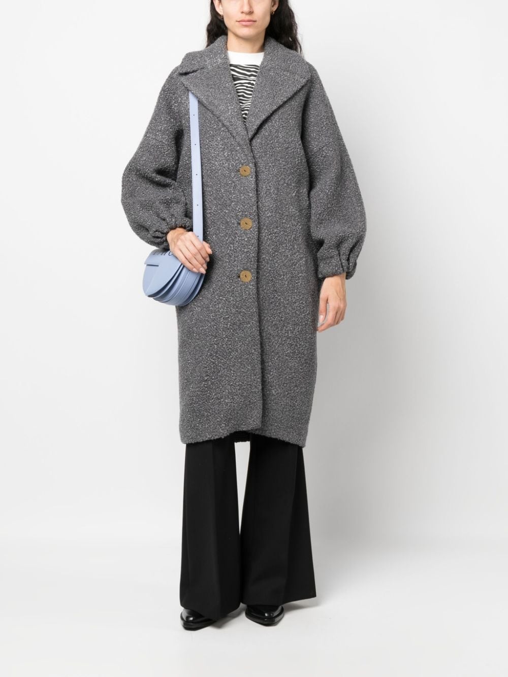 puff-sleeve single-breasted coat - 2