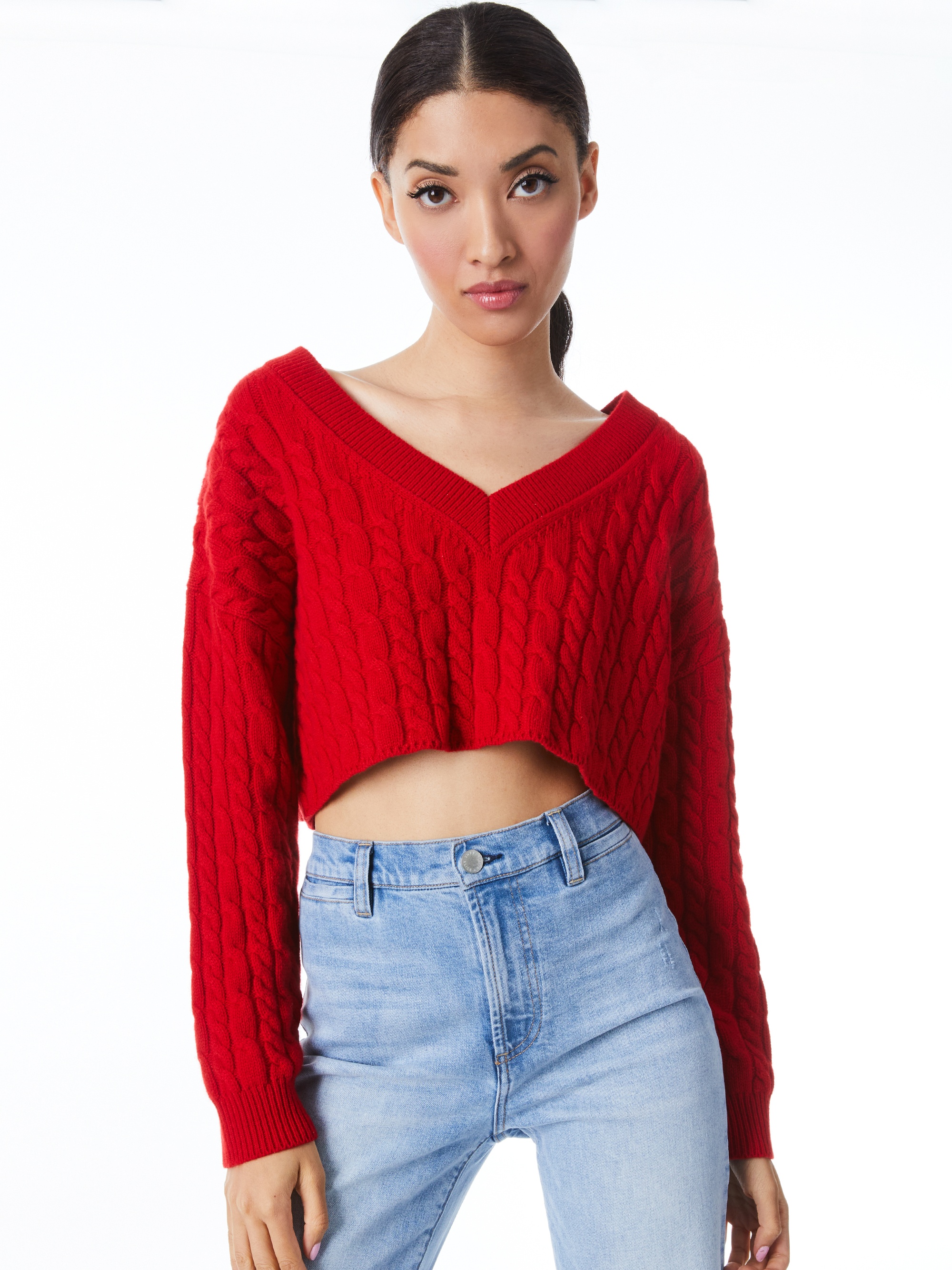 AYDEN CROPPED V-NECK PULLOVER - 2