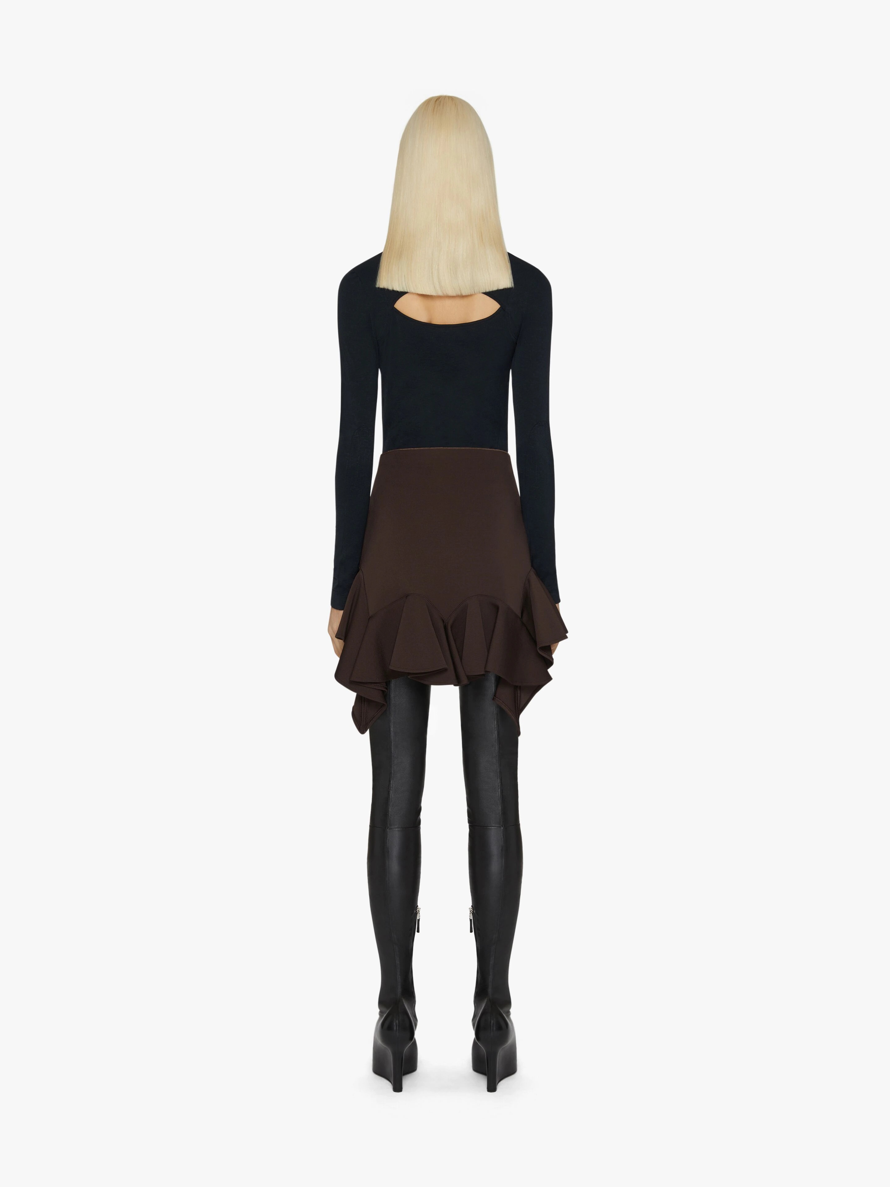 SKIRT IN PUNTO MILANO WITH FLOUNCES - 4