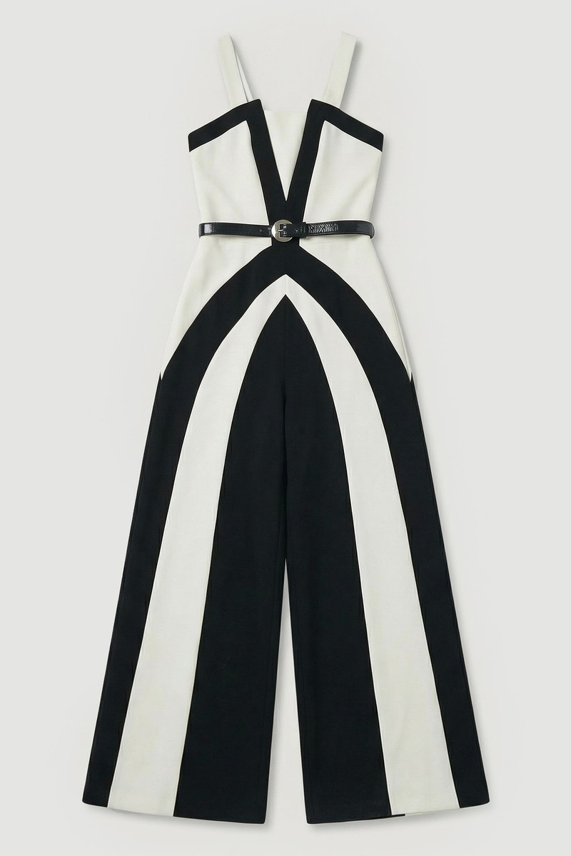 Compact Stretch Colour Block Tailored Bandeau Jumpsuit 4