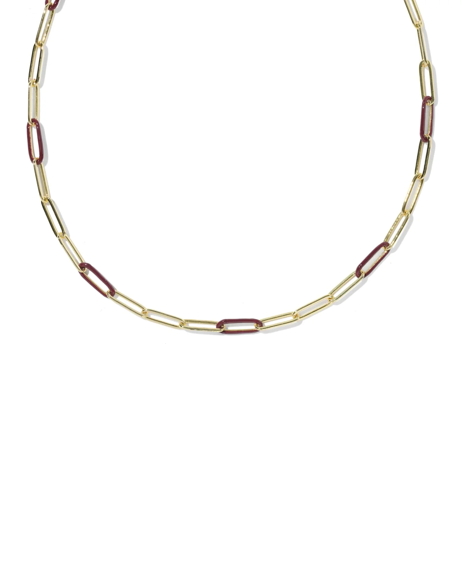 Courtney Gold Enamel Link and Chain Necklace - 1