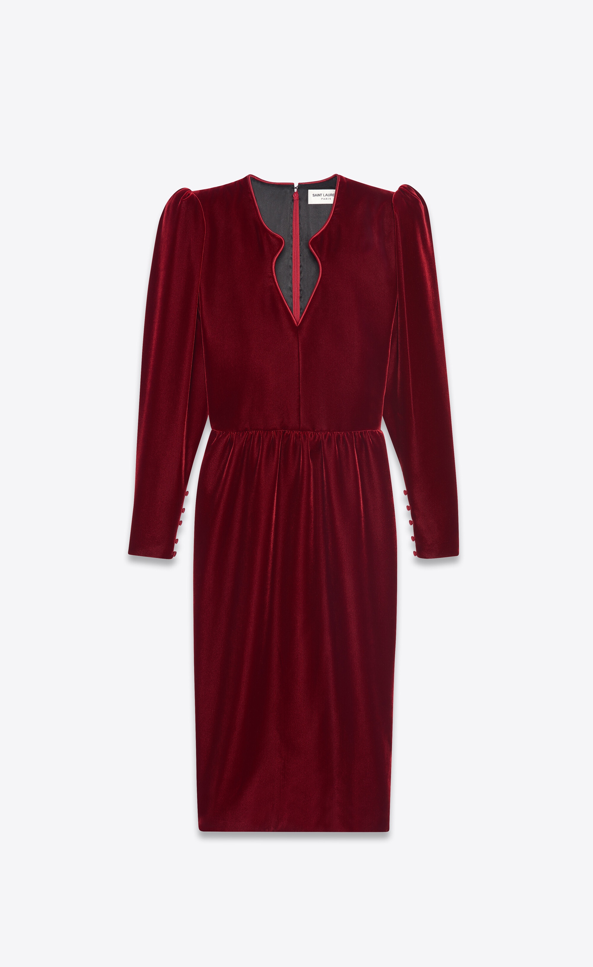 piped midi dress in velvet - 1