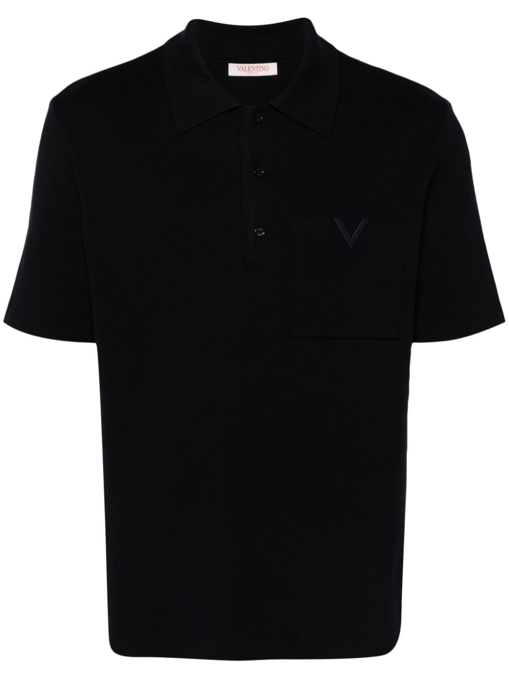 V Detail ribbed polo shirt - 1