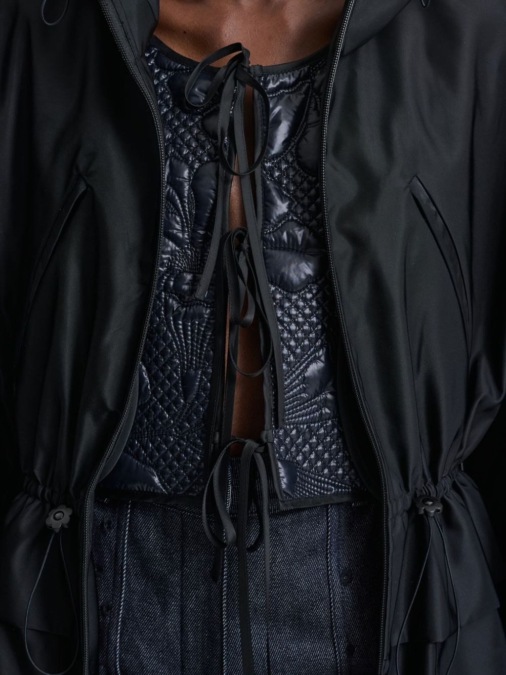 hooded drawstring parka coat - 4
