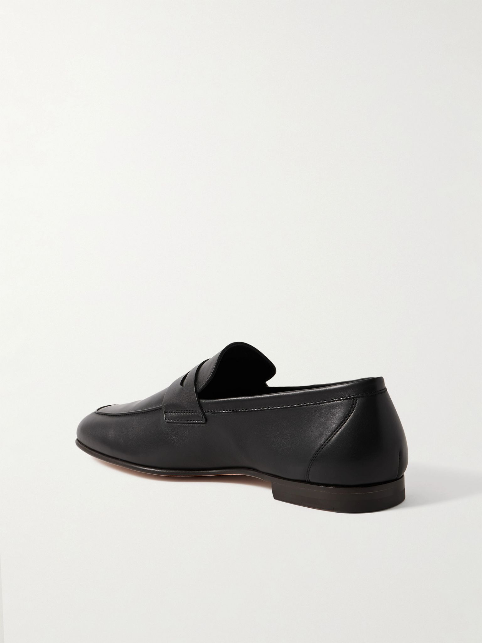 Leather Penny Loafers Black - 4