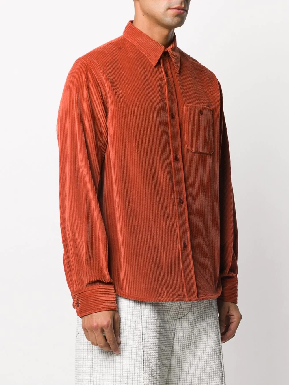 corduroy spread-collar overshirt - 3