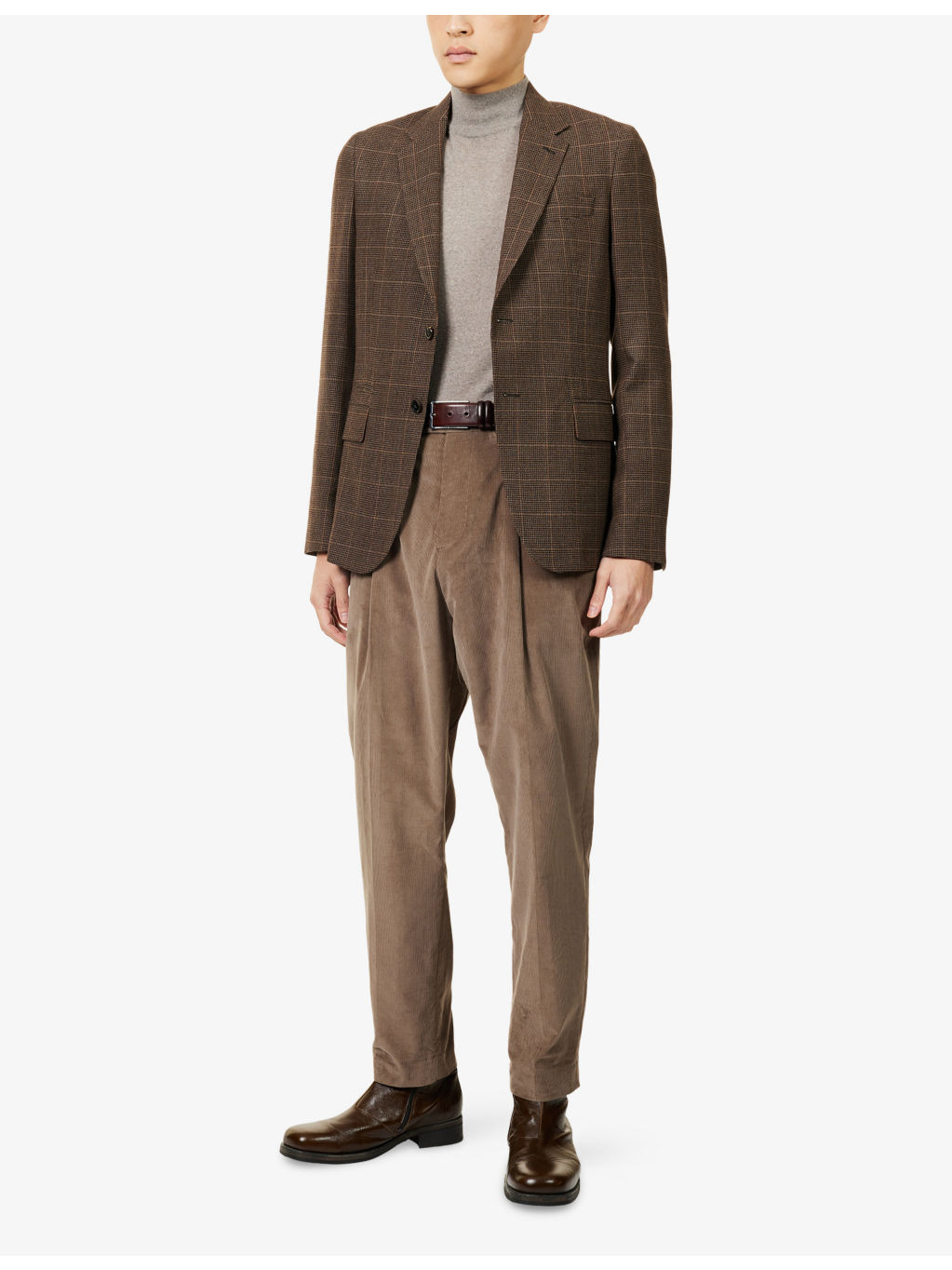 Checked Long-Sleeve Wool Blend Jacket - 2