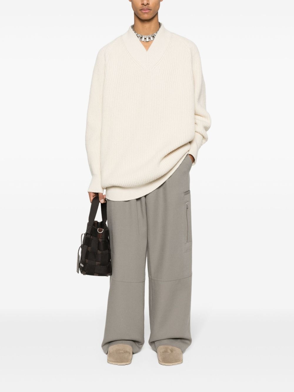 V-neck ribbed jumper - 2