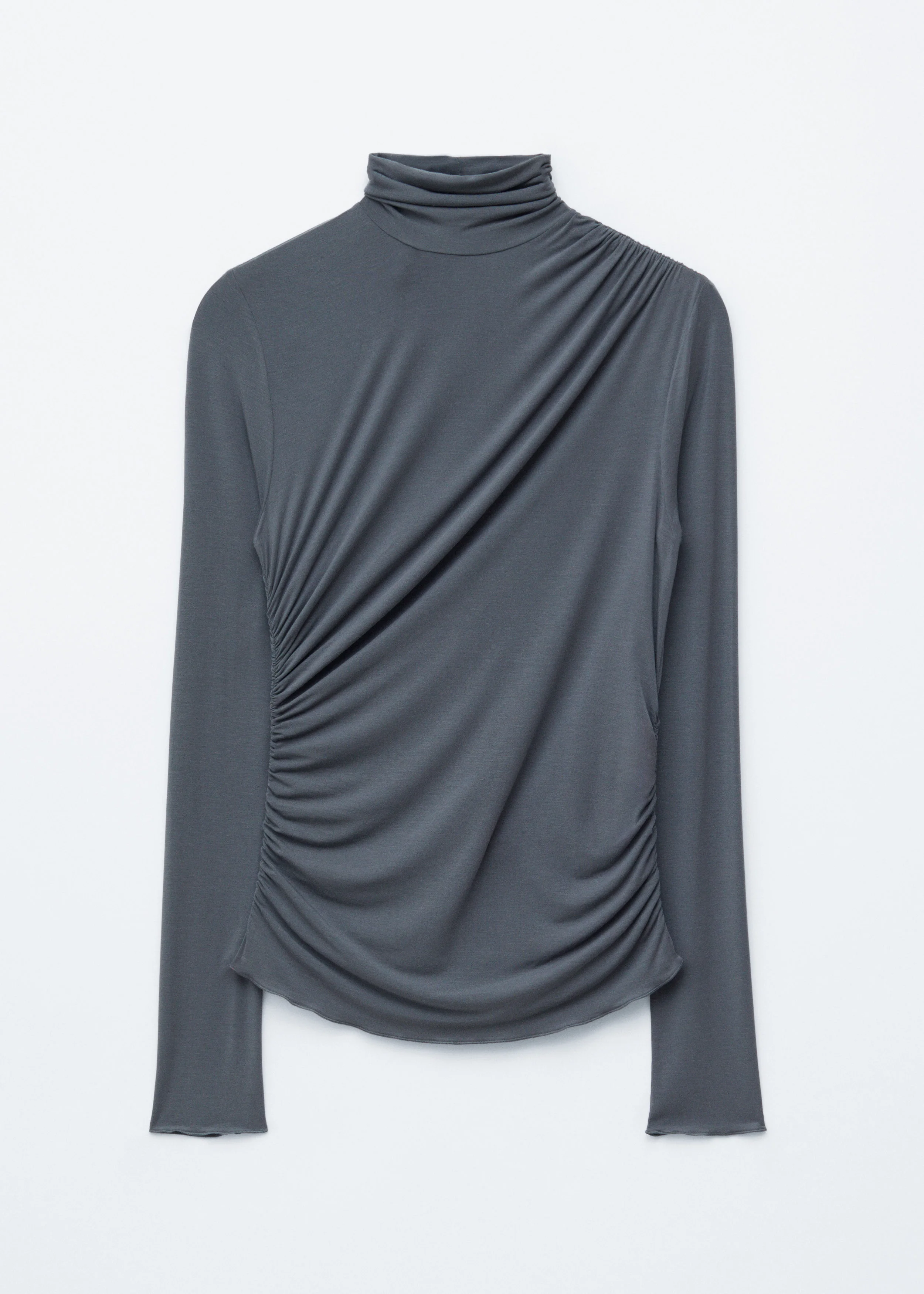 Draped Turtleneck Top - 1