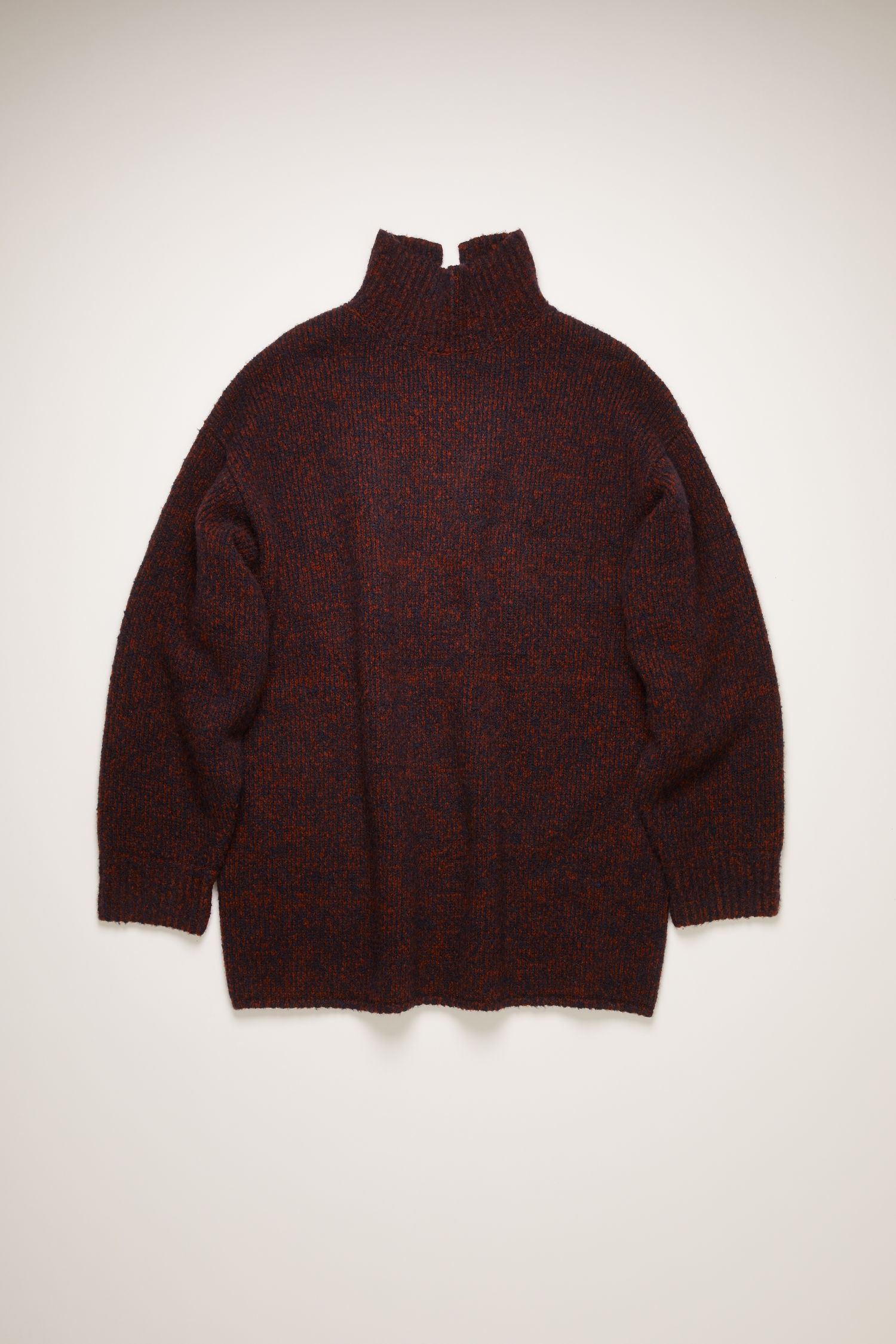 High-neck melange sweater navy/rust - 1