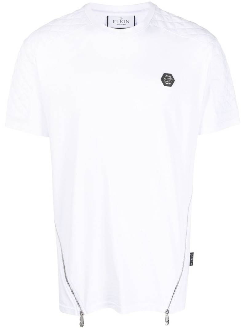 logo-patch zip-detailing T-shirt 1