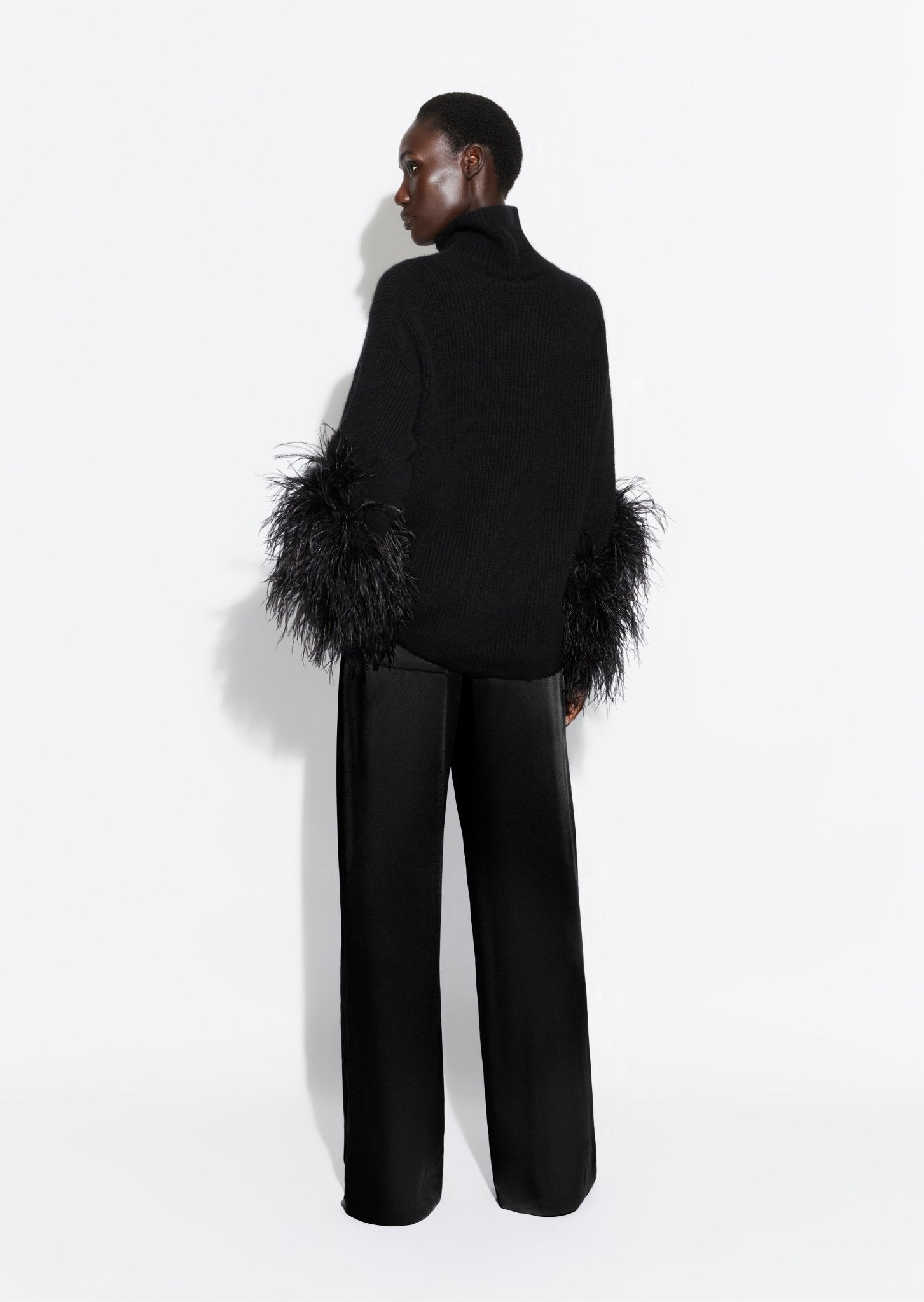 Cashmere Silk Turtleneck With Feathers - 3