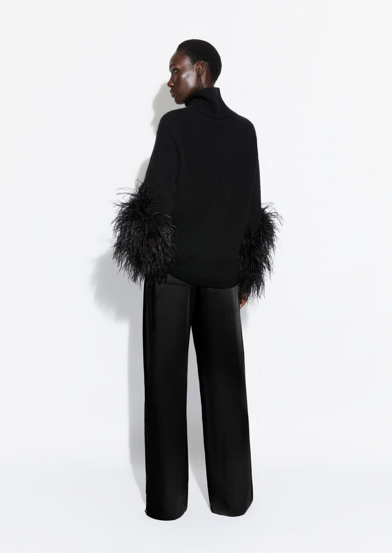 Cashmere Silk Turtleneck With Feathers 3