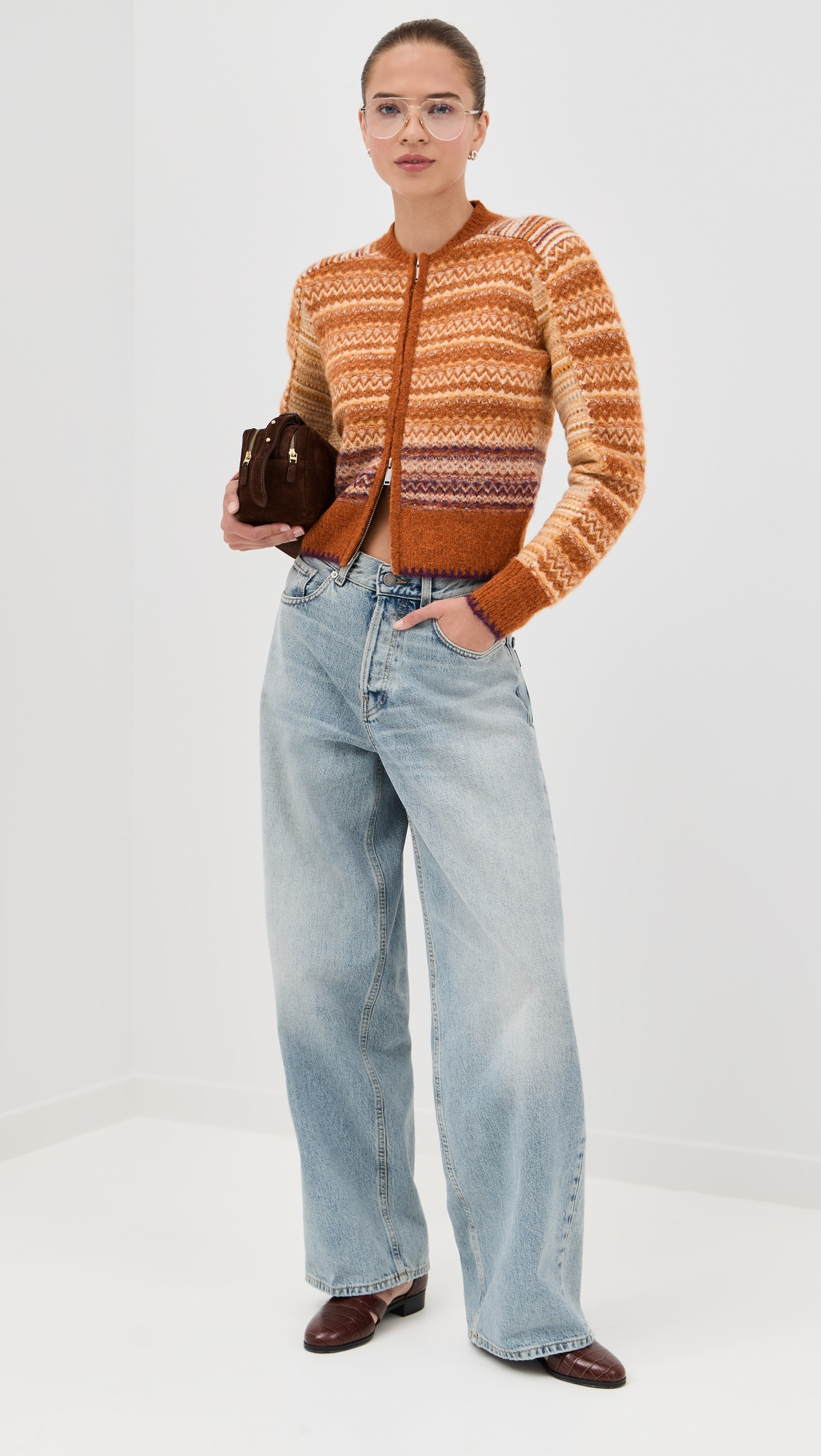 Jacquard Alpaca Raglan Zip Cardigan - 4