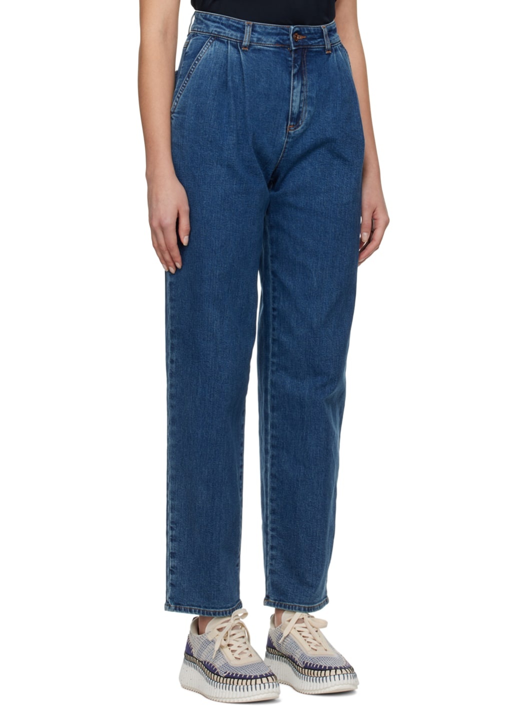 Blue Tapered Jeans - 2