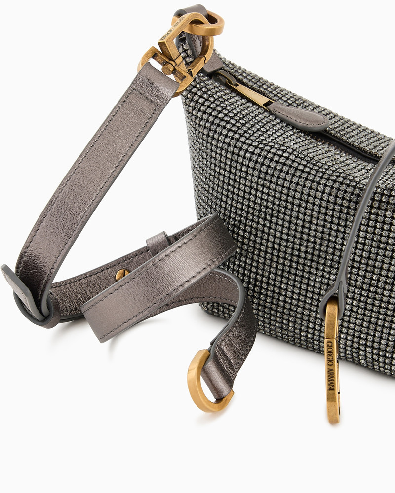 La Prima Soft mini handbag in metallic knit with rhinestones 5