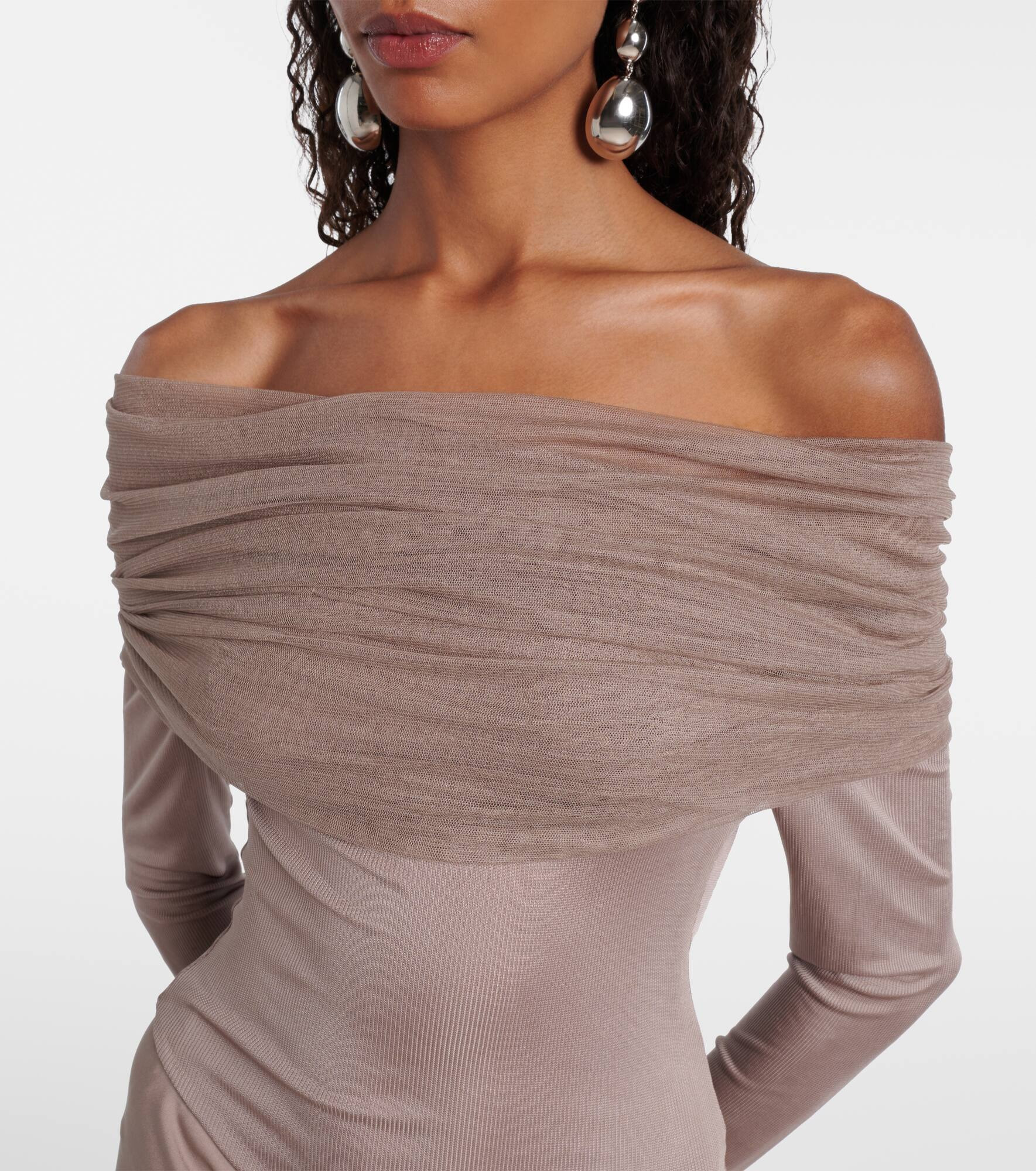 Sonora off-shoulder jersey gown - 4