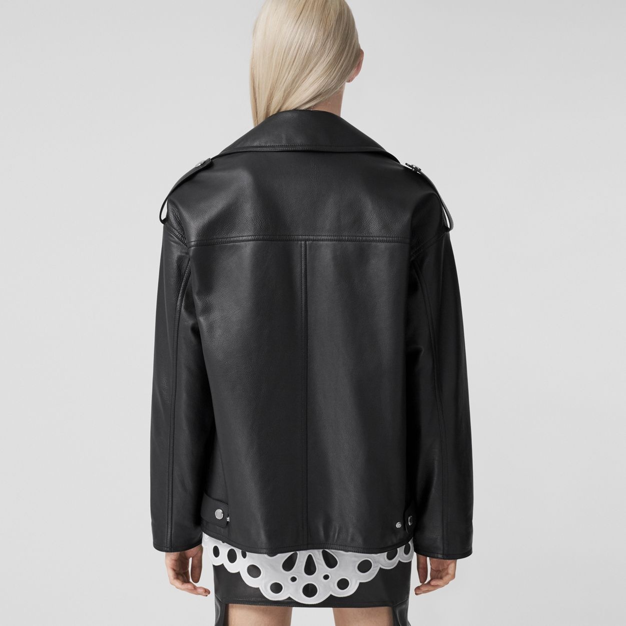 Pocket Detail Leather Biker Jacket - 4
