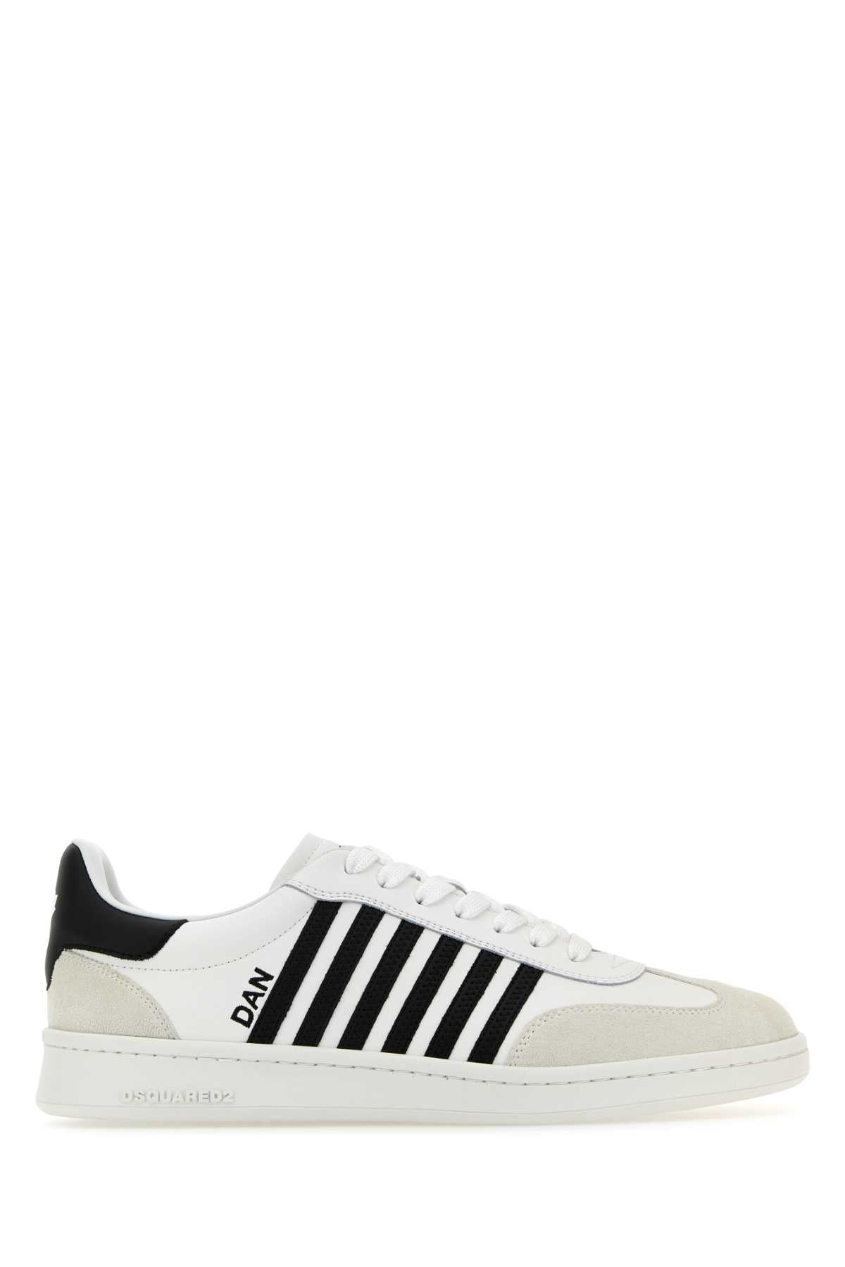 Dsquared Men White Leather Boxer Sneakers - 2