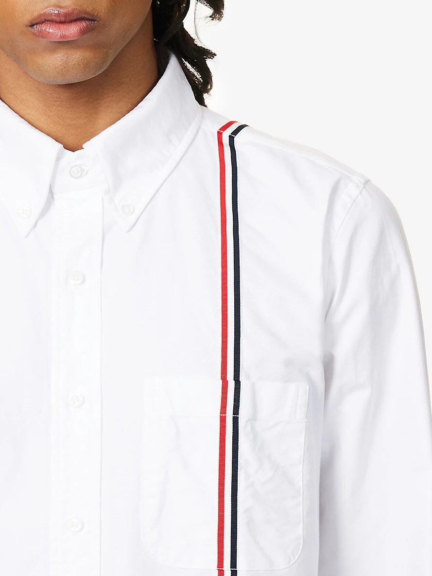 Striped brand-patch regular-fit cotton shirt - 5