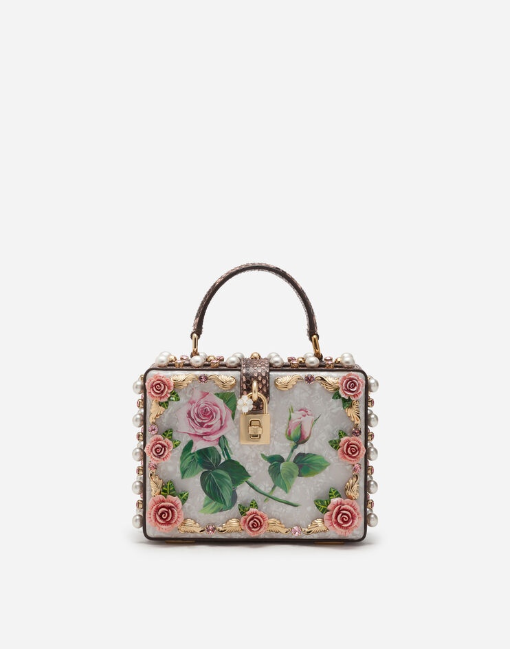 Mother-of-pearl Dolce Box bag with jewel embroidery - 1