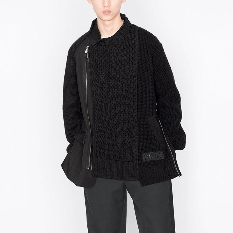 Men's DIOR x Sacai Crossover FW21 Knit Jacket Black 213M439AT453-C989 5
