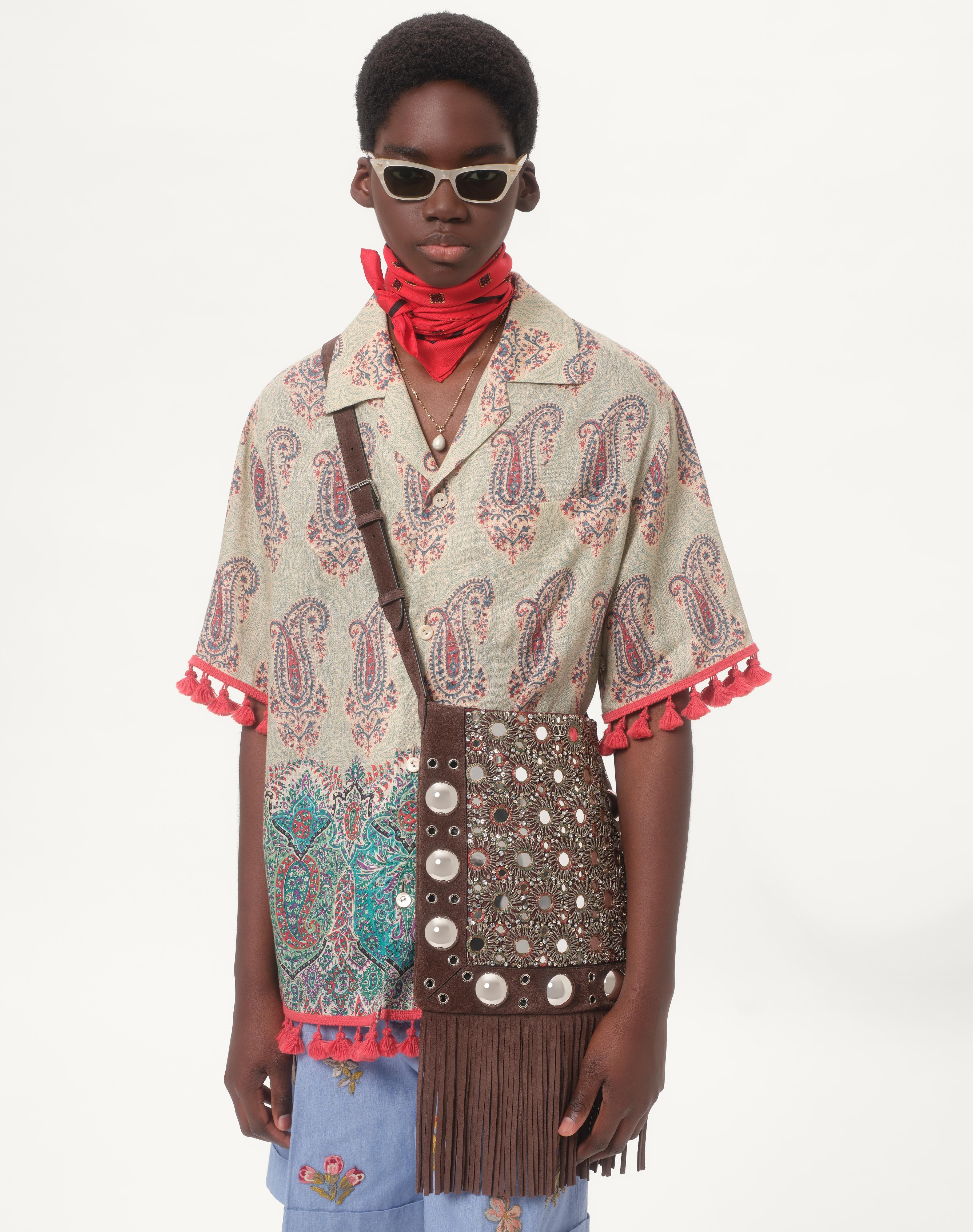 LIGHTWEIGHT LINEN BOWLING SHIRT WITH VOYAGE IMAGINAIRE PRINT - 3