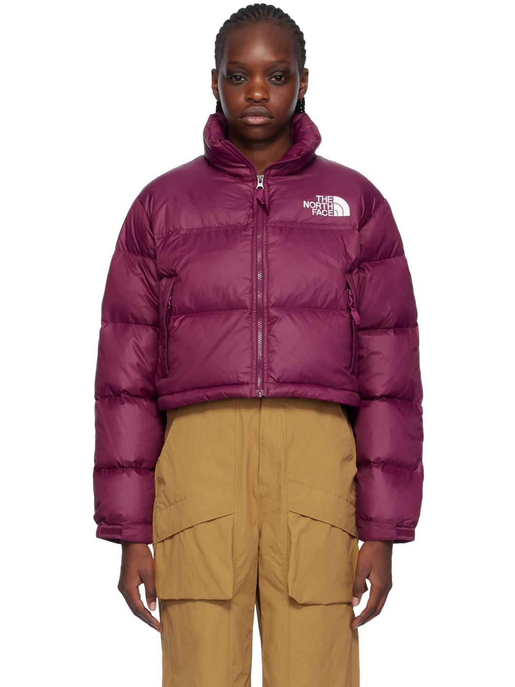 Purple Nuptse Short Down Jacket - 1