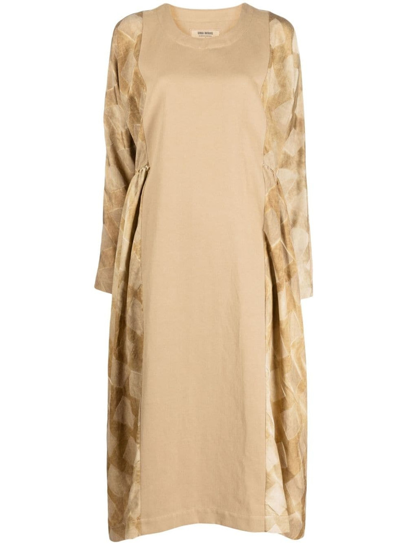 panelled long-sleeve midi dress 1