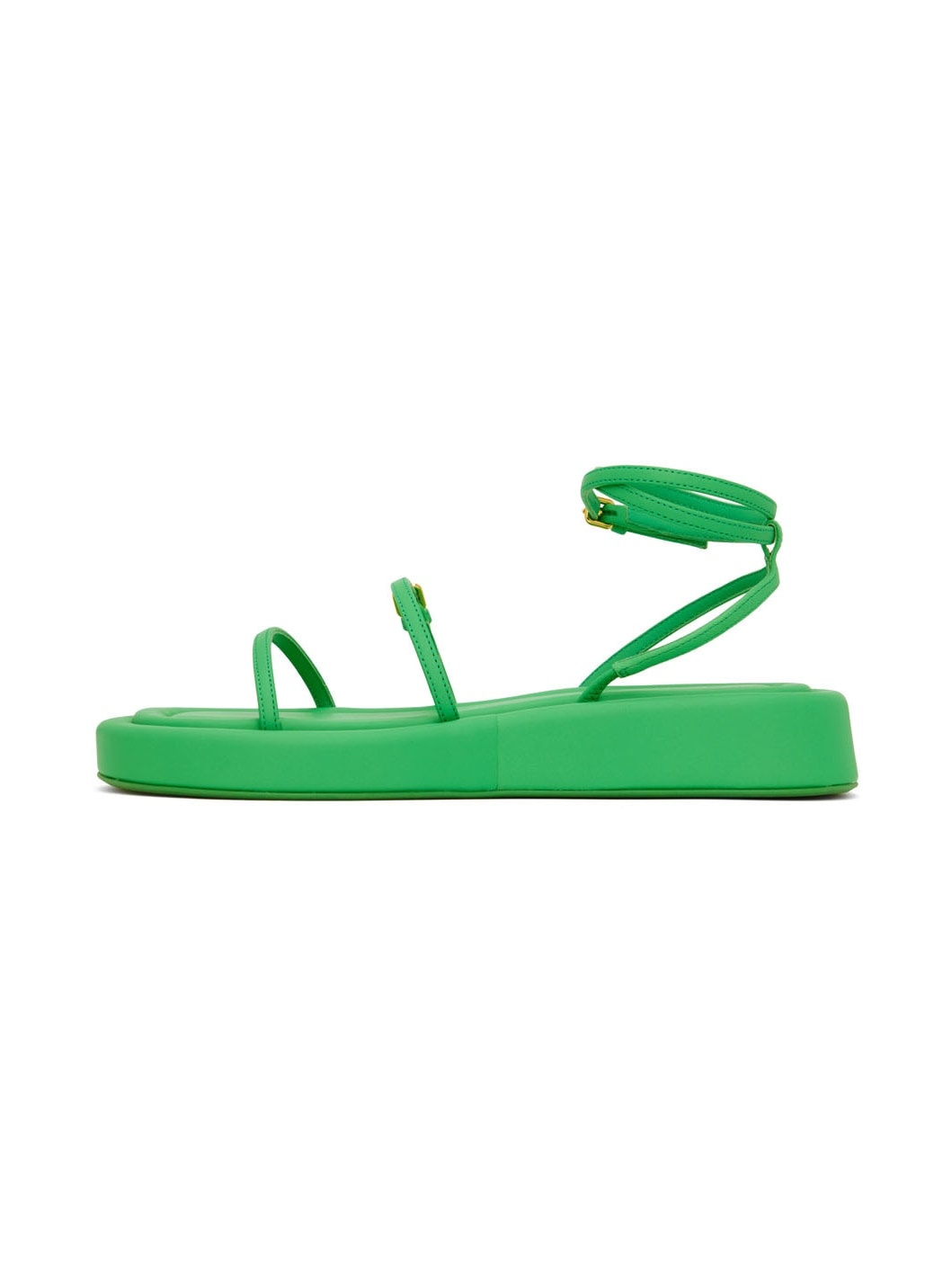 Green Wedge Flat Sandals - 3