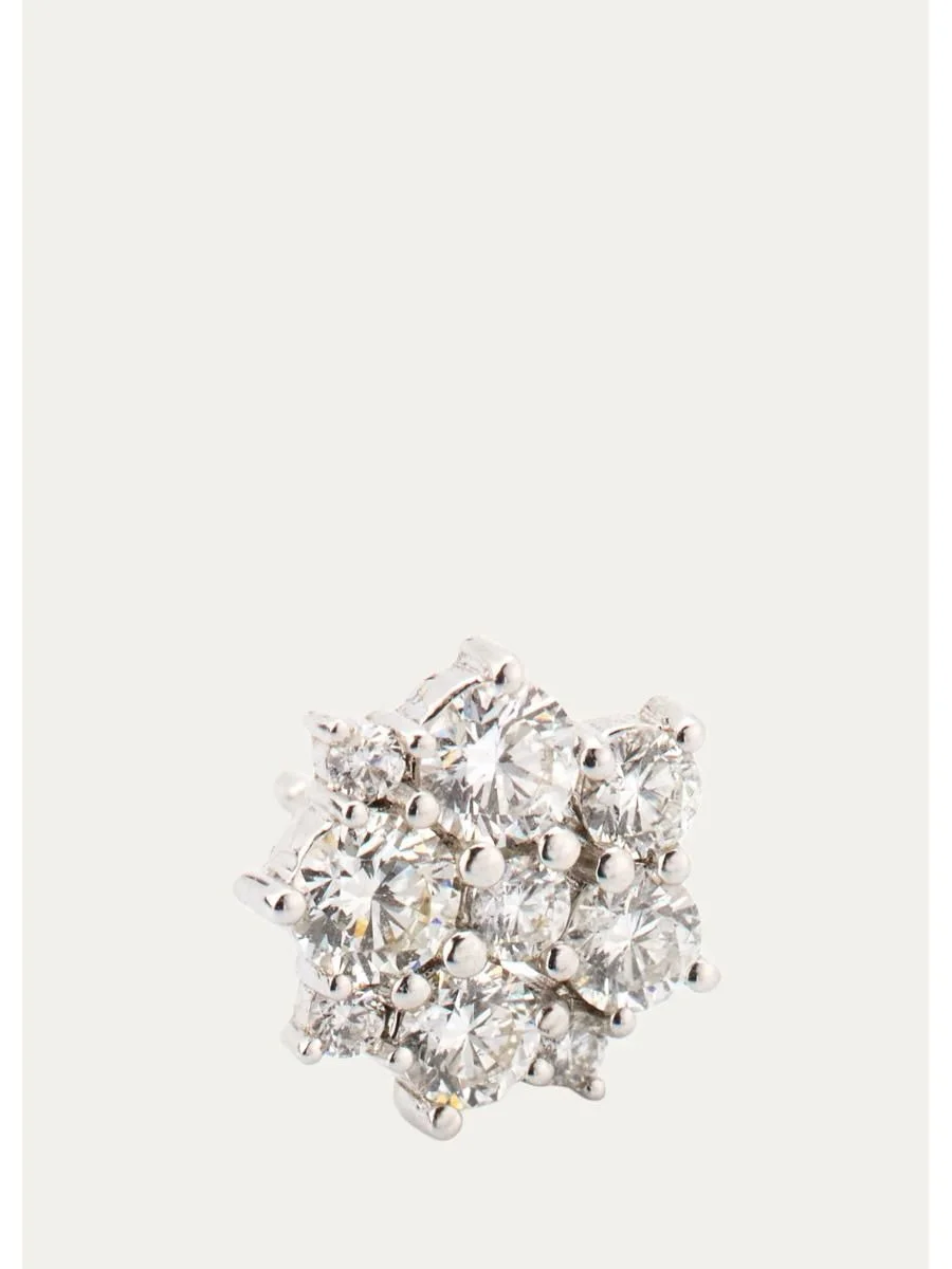 14K White Gold Cocktail Diamond Stud Earring, Single - 1