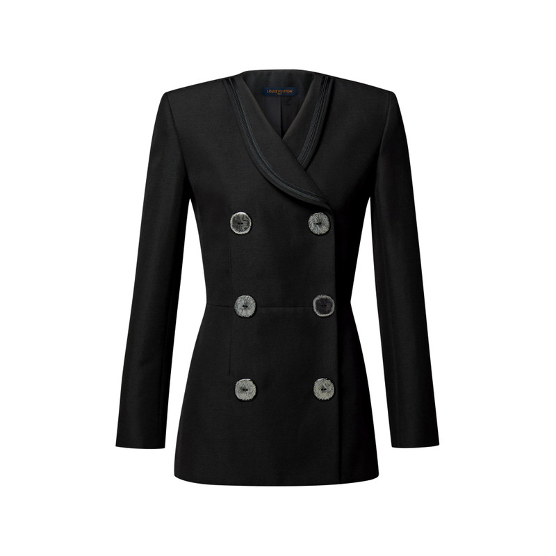 Rustic Button Double-Breasted Blazer 1