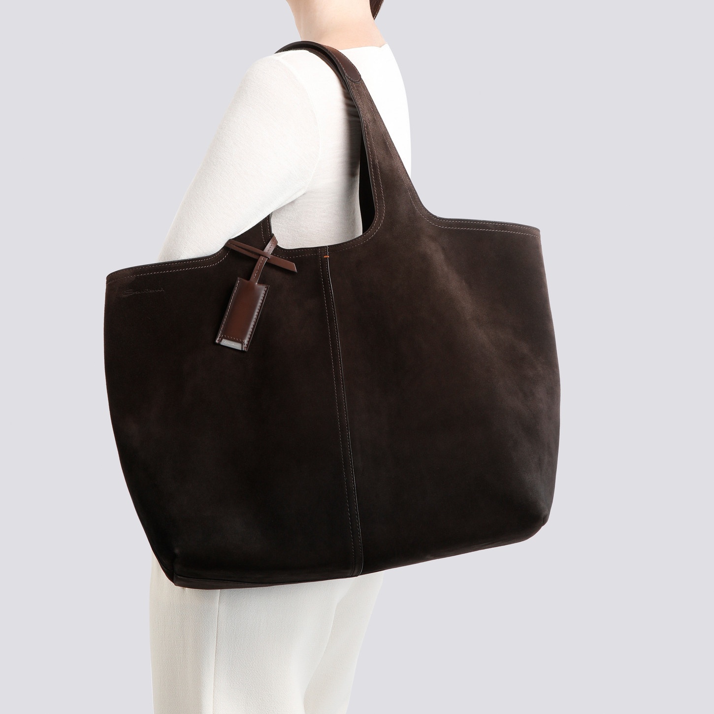 Dark brown suede shoulder bag - 2