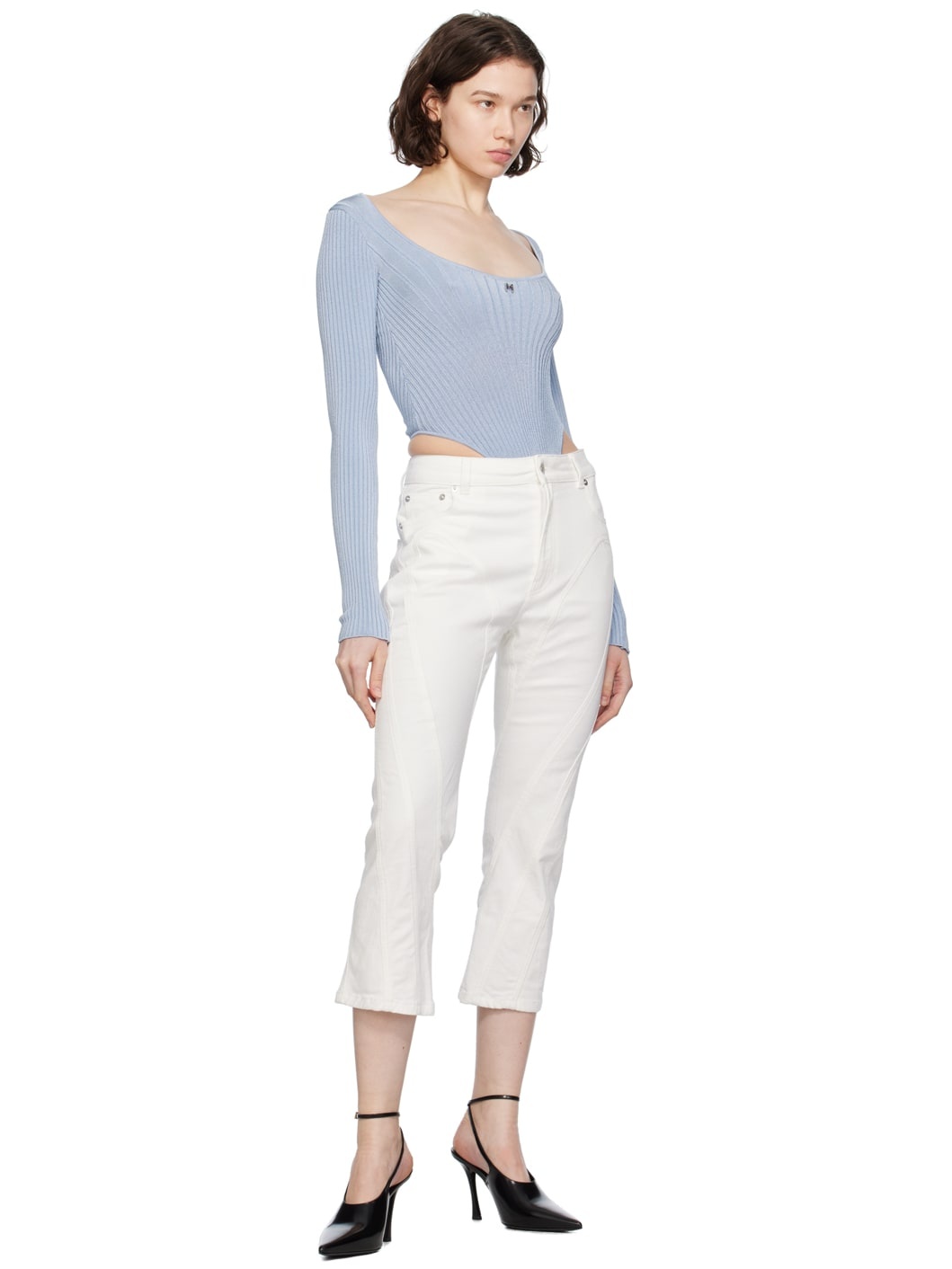 Blue Scoop Neck Bodysuit - 5