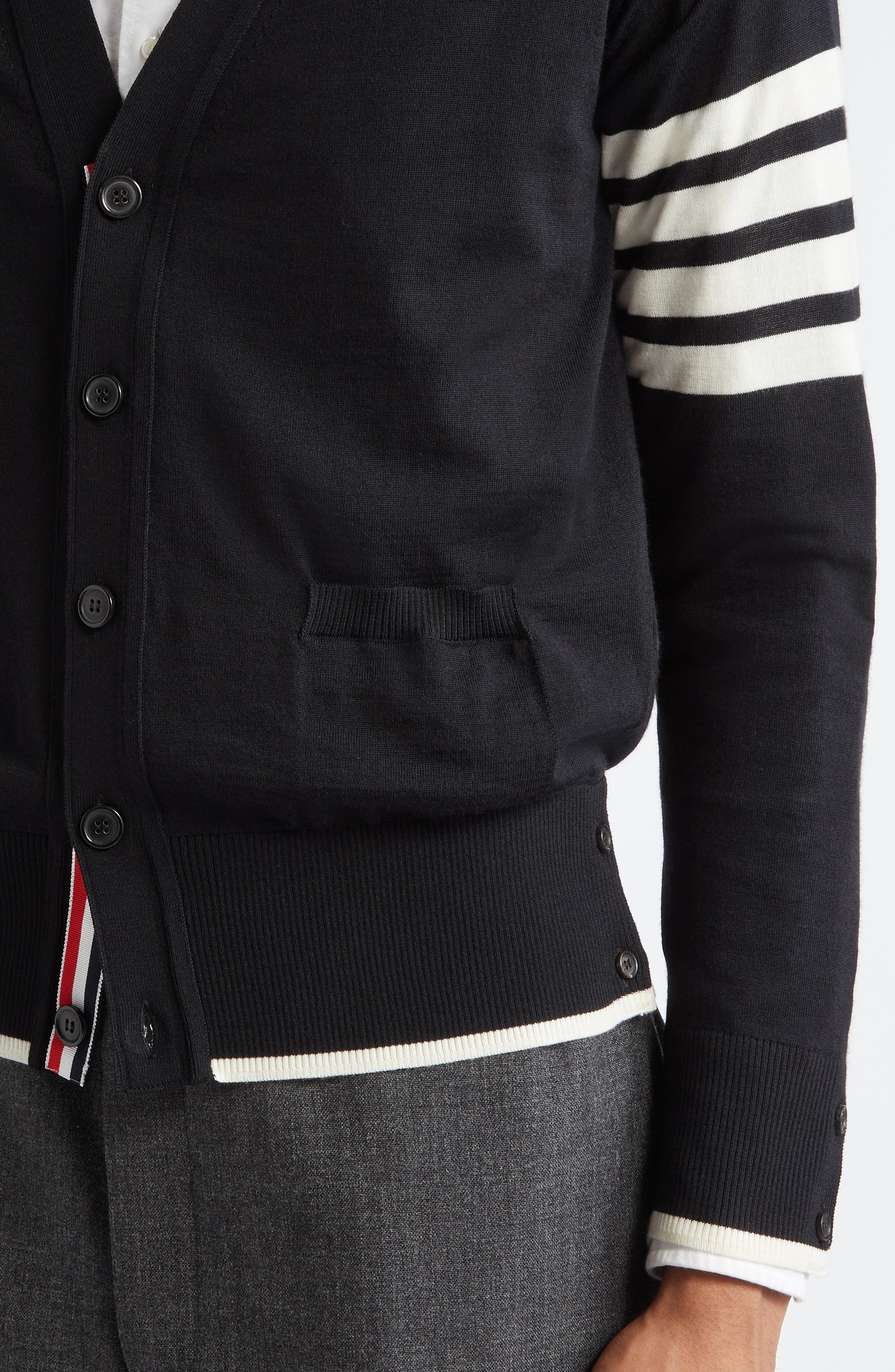 Thom Browne Virgin Wool Cardigan in Black at Nordstrom - 5